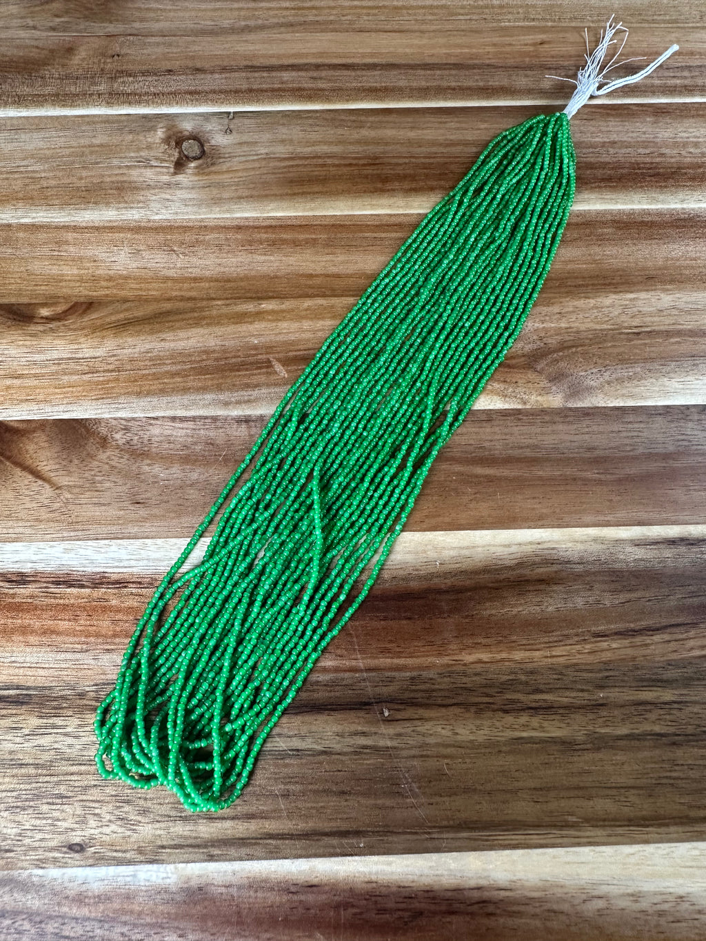 Czech Strung Glass Seed Bead - 11/0 Op Green White Heart