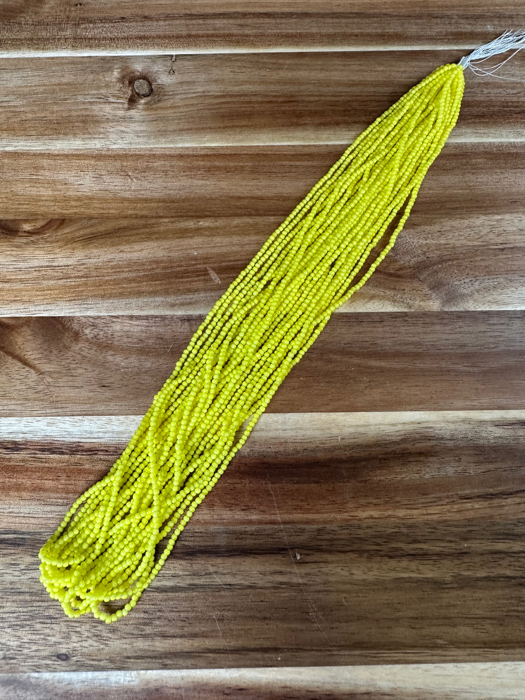 Czech Strung Glass Seed Bead - 11/0 Op Yellow White Heart