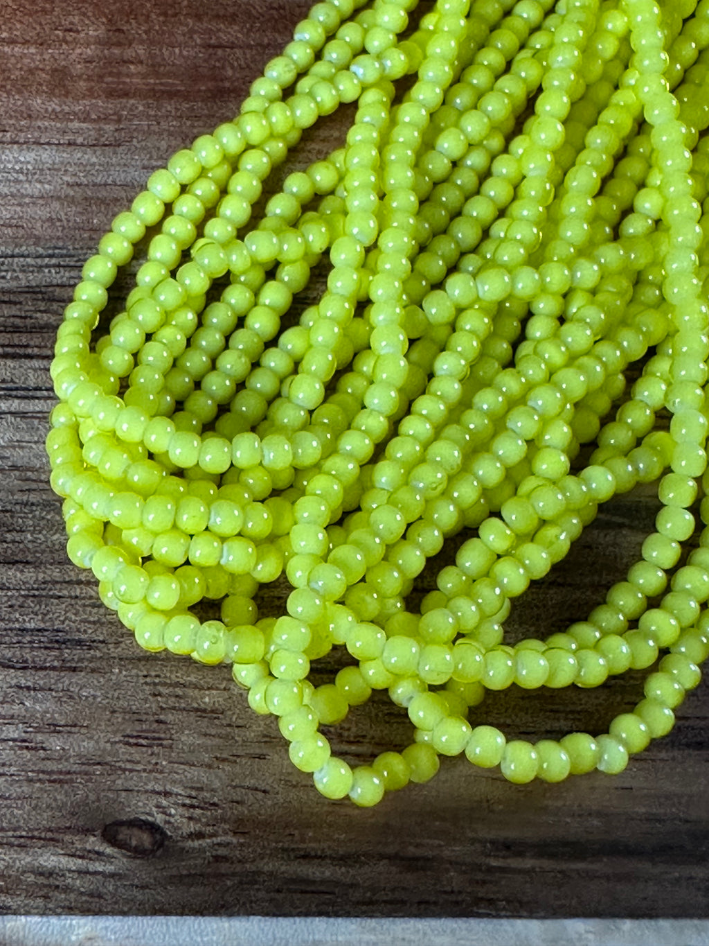 Czech Strung Glass Seed Bead - 11/0 Op Yellow White Heart