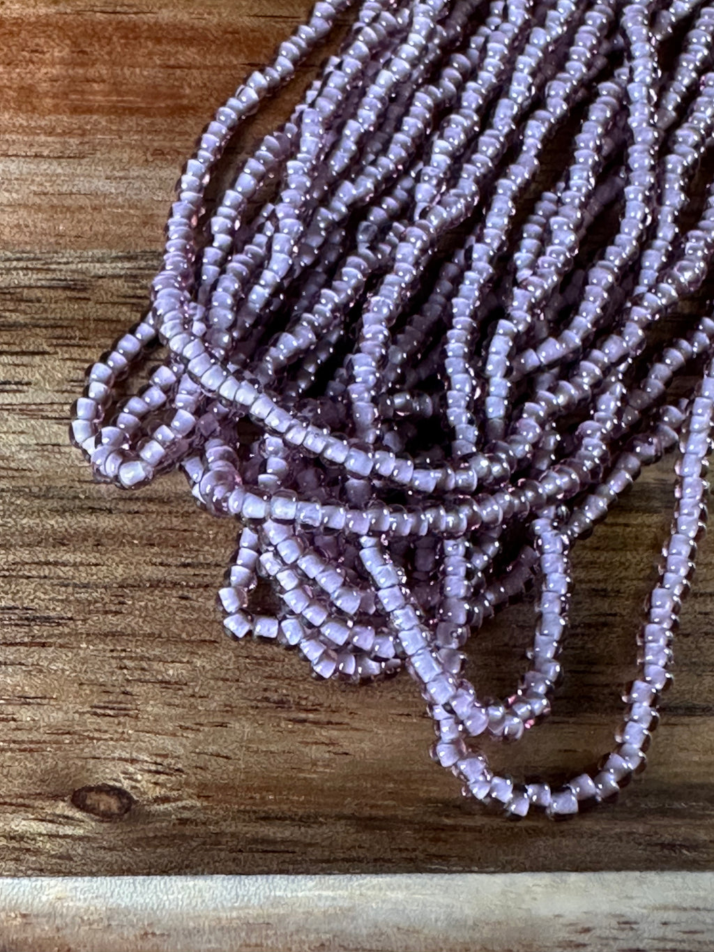 Czech Strung Glass Seed Bead - 11/0 Op TR Purple White Heart