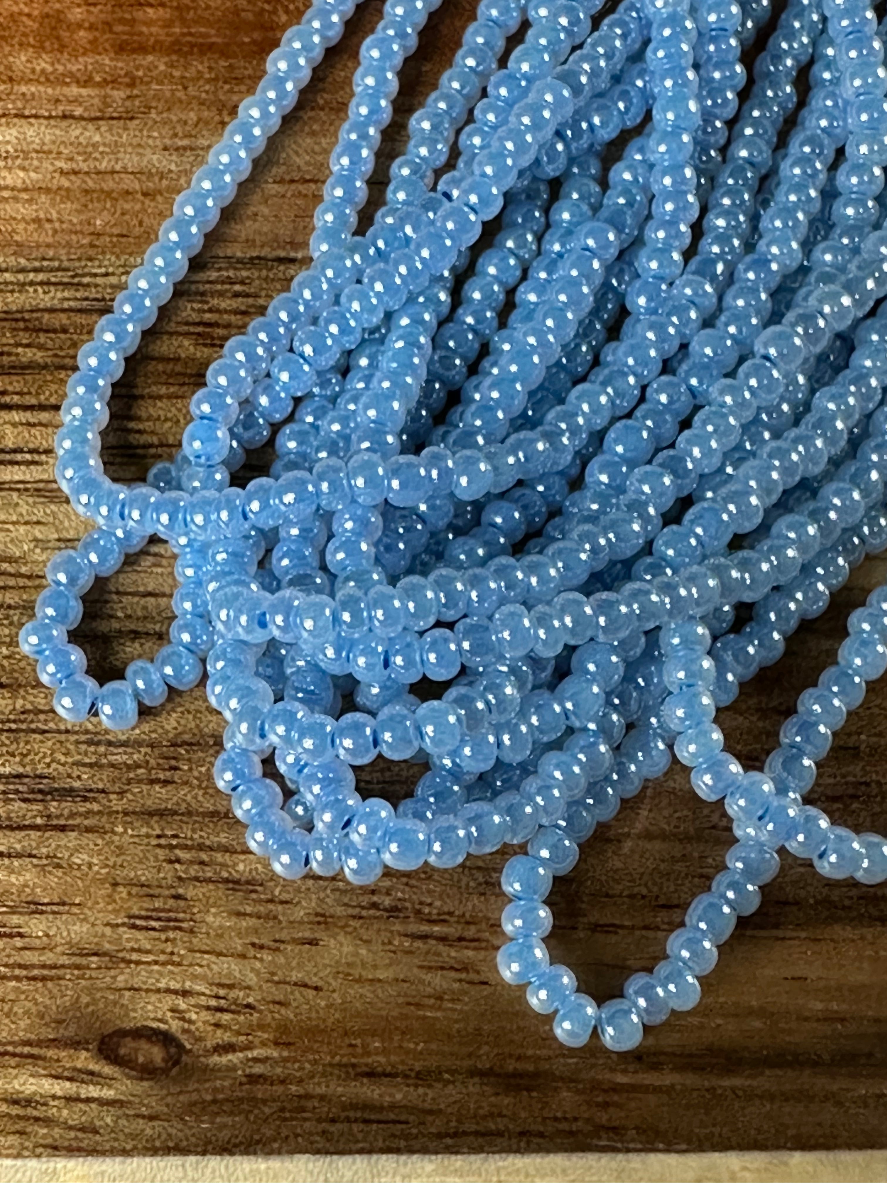 Czech Strung Glass Seed Bead - 11/0 Op Pearl Baby Blue