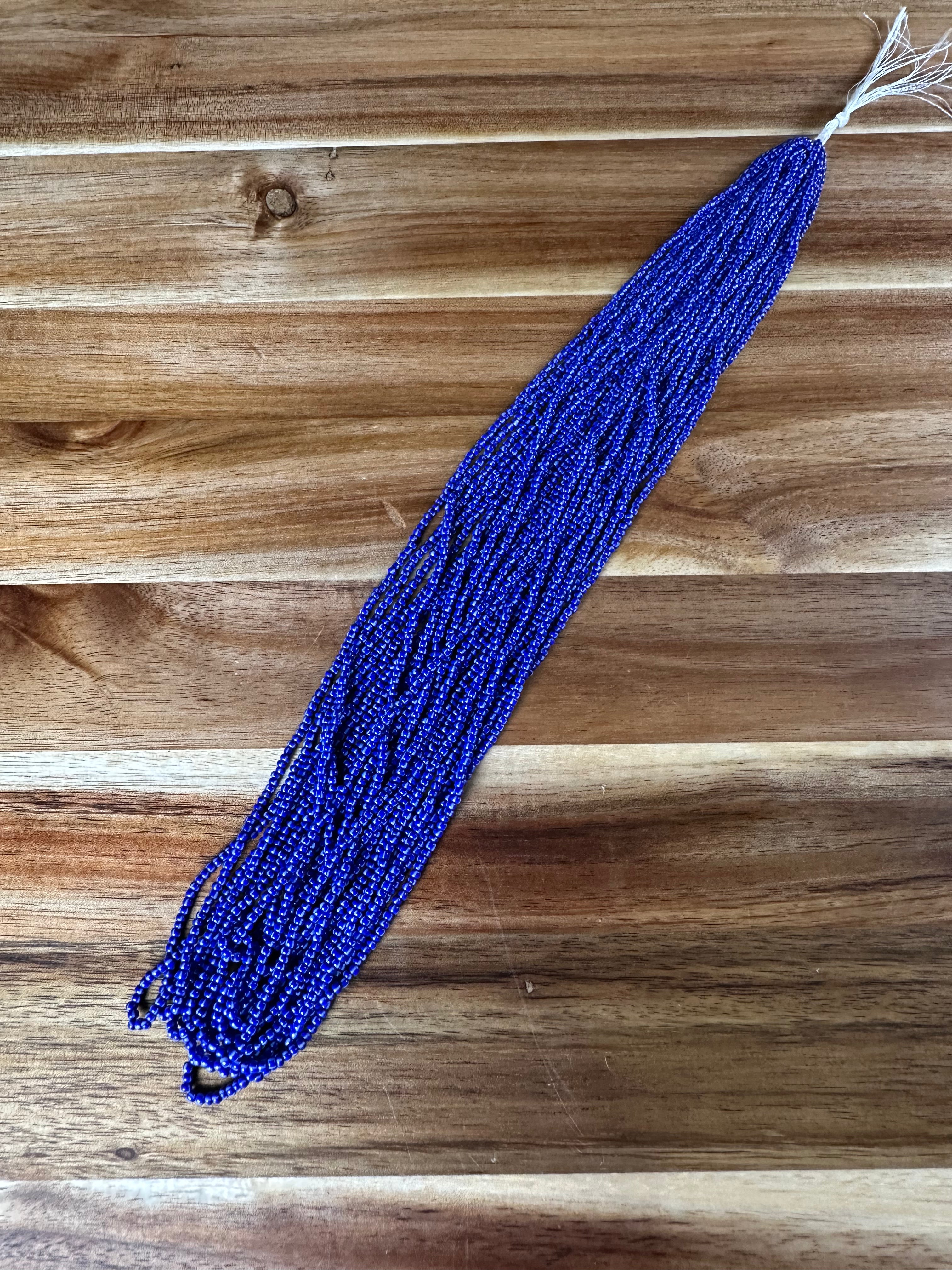 Czech Strung Glass Seed Bead - 11/0 Op Peppermint Navy/White