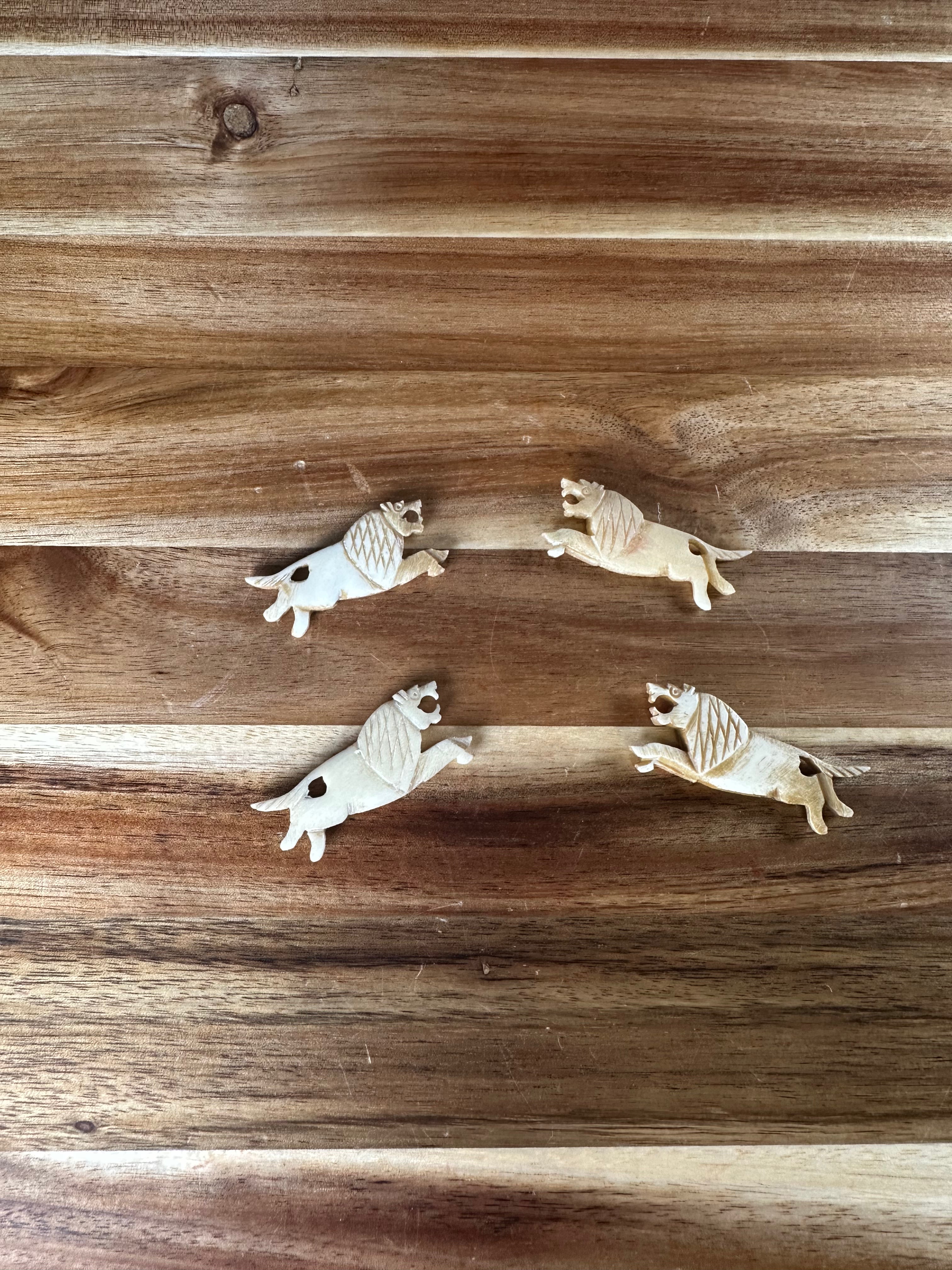 Vintage Bone Lion Pendant 1.5" (4PC)