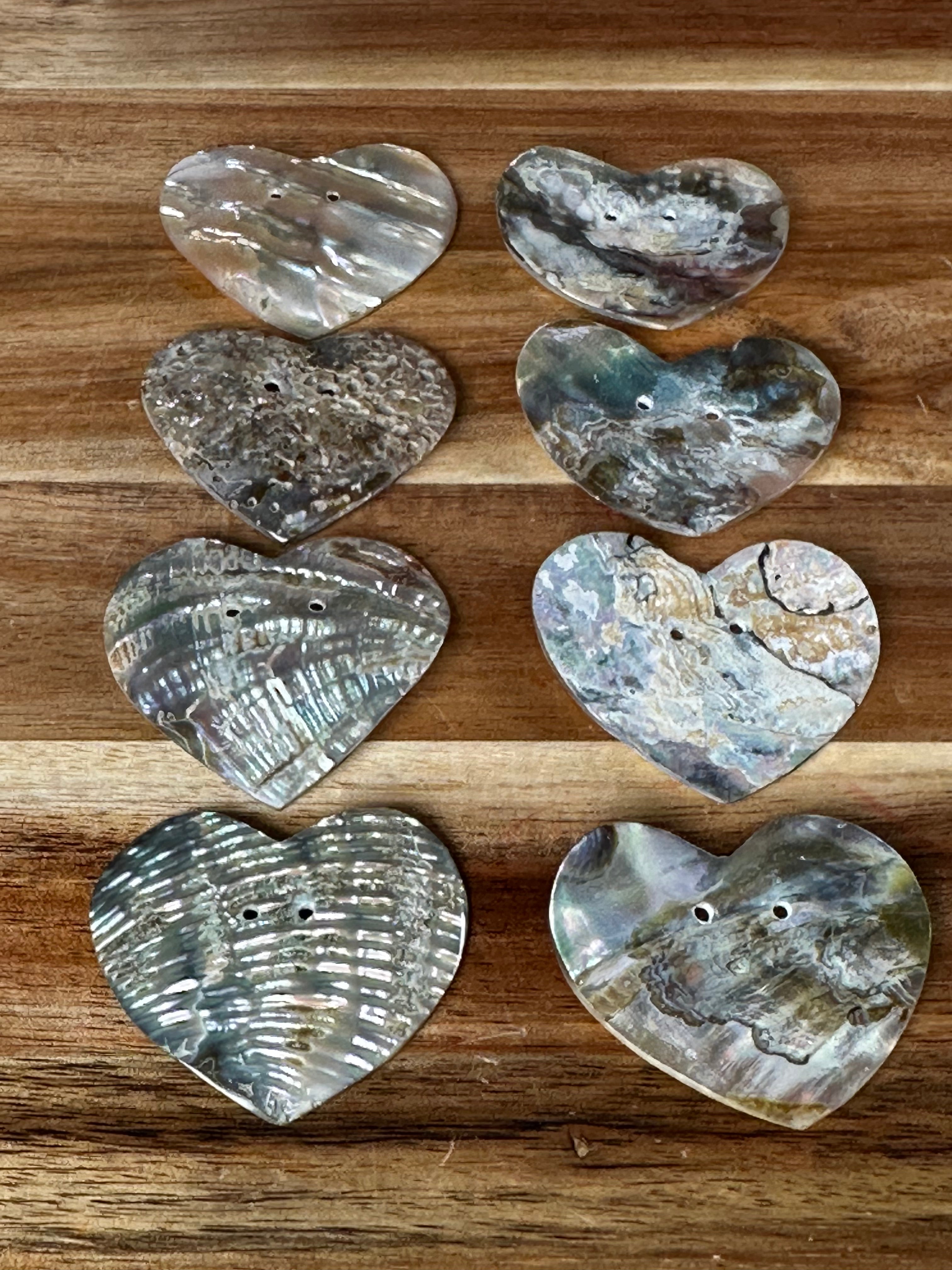 Abalone Conch Button Heart 1 1/2” (1 Piece)