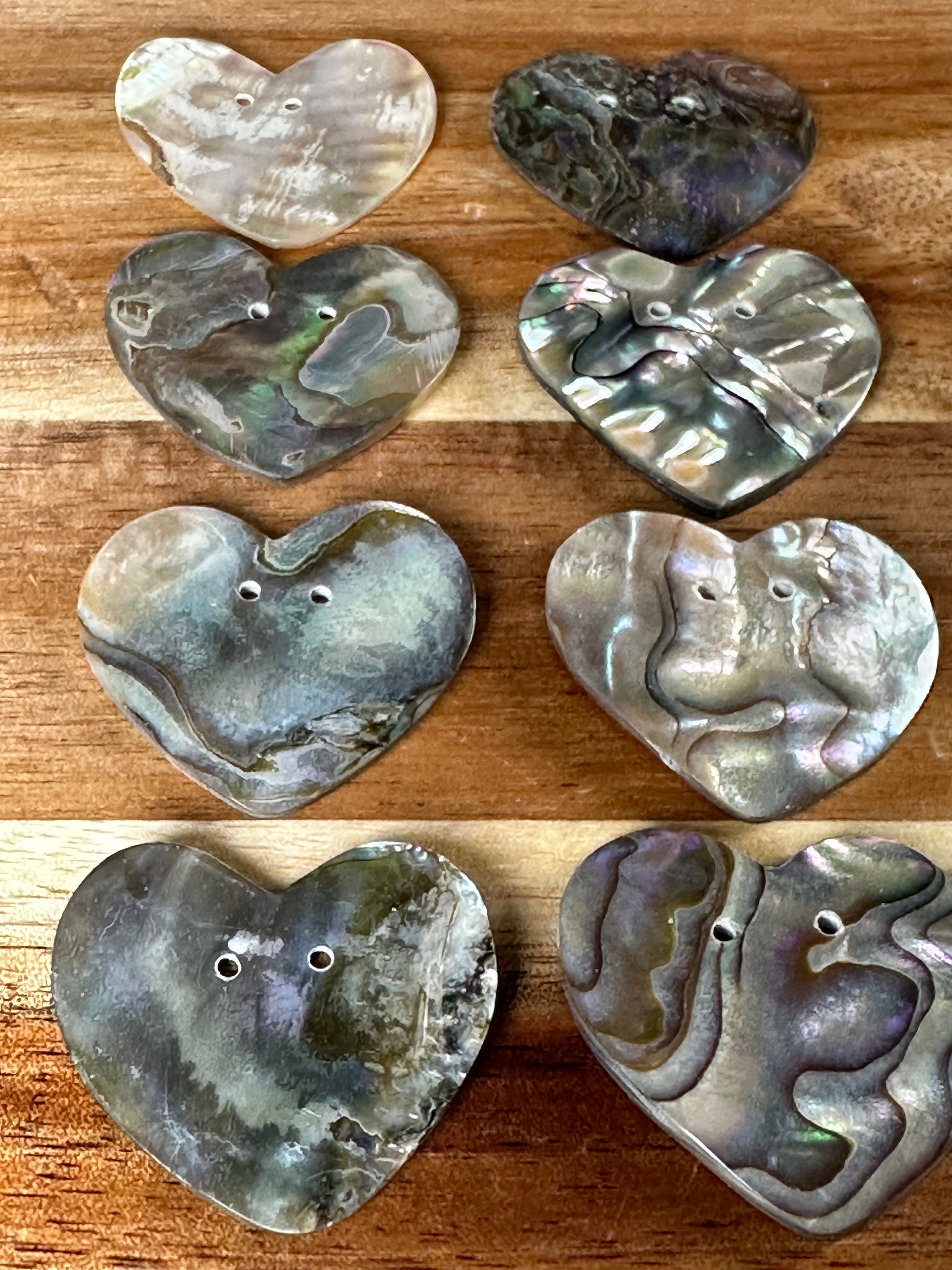 Abalone Conch Button Heart 1 1/4” (1 Piece)
