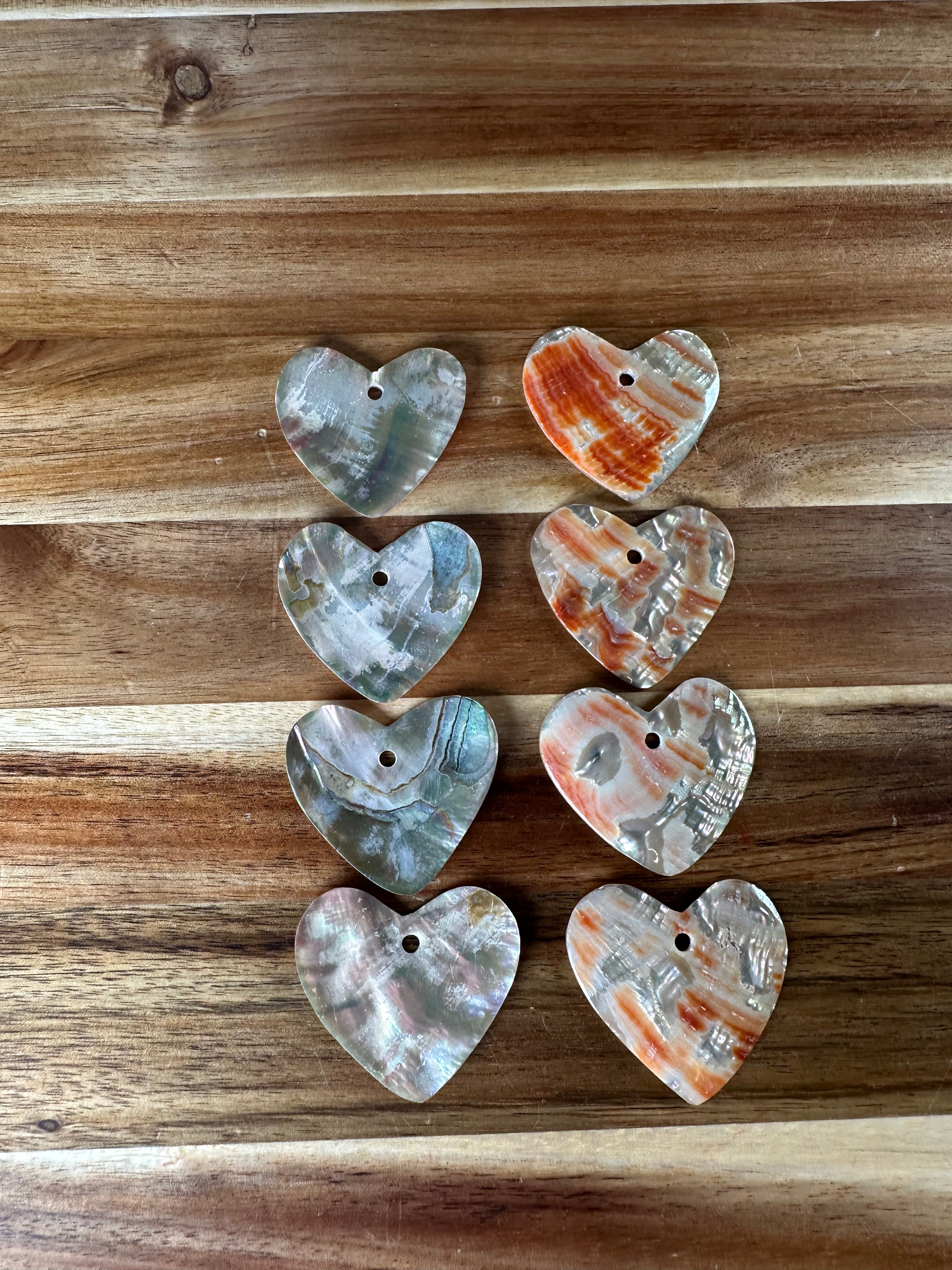 Red Abalone Conch Heart 1 1/2” (1 Hole/1 Piece)