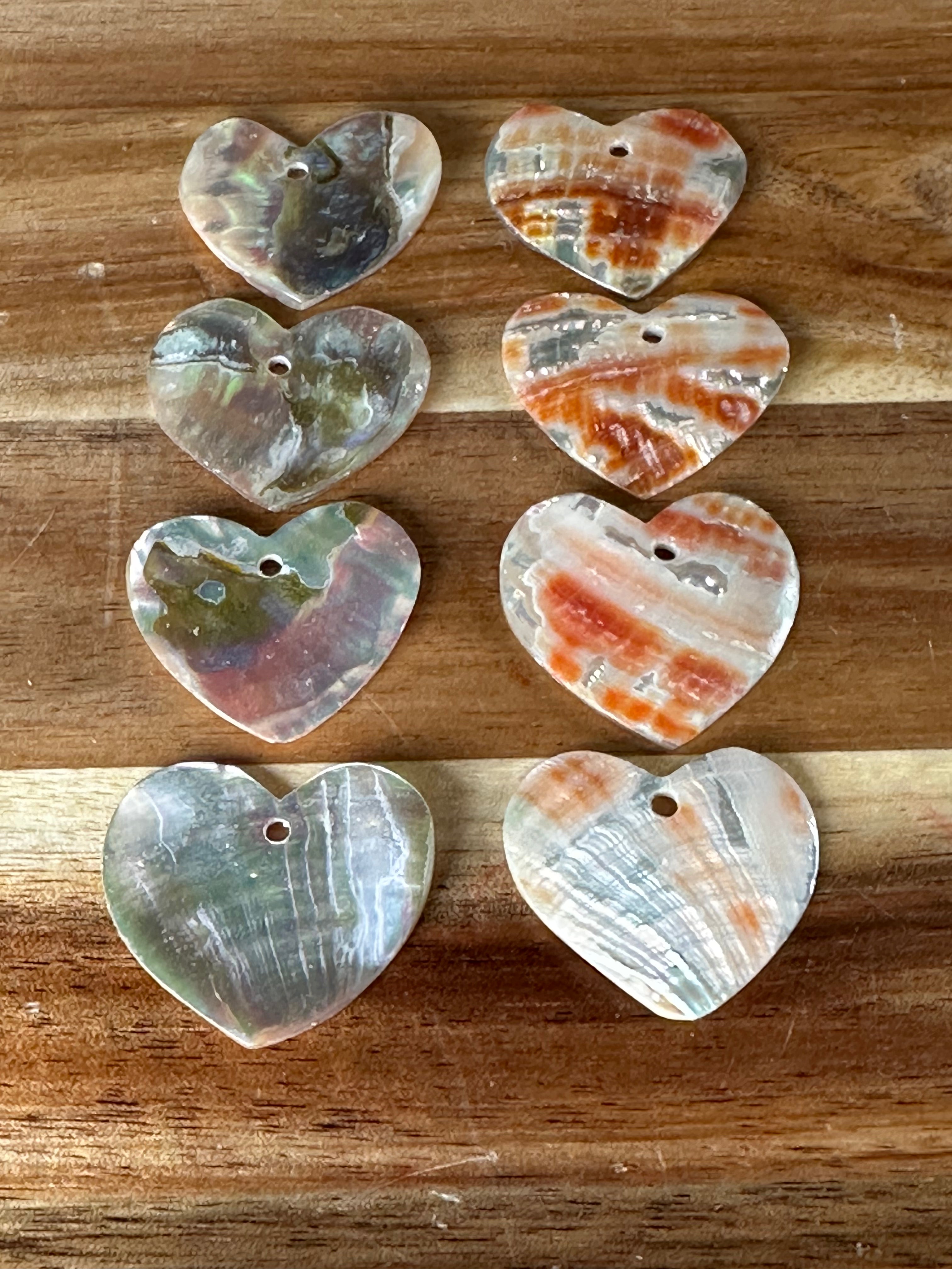 Red Abalone Conch Heart 1” (1 Hole/1 Piece)