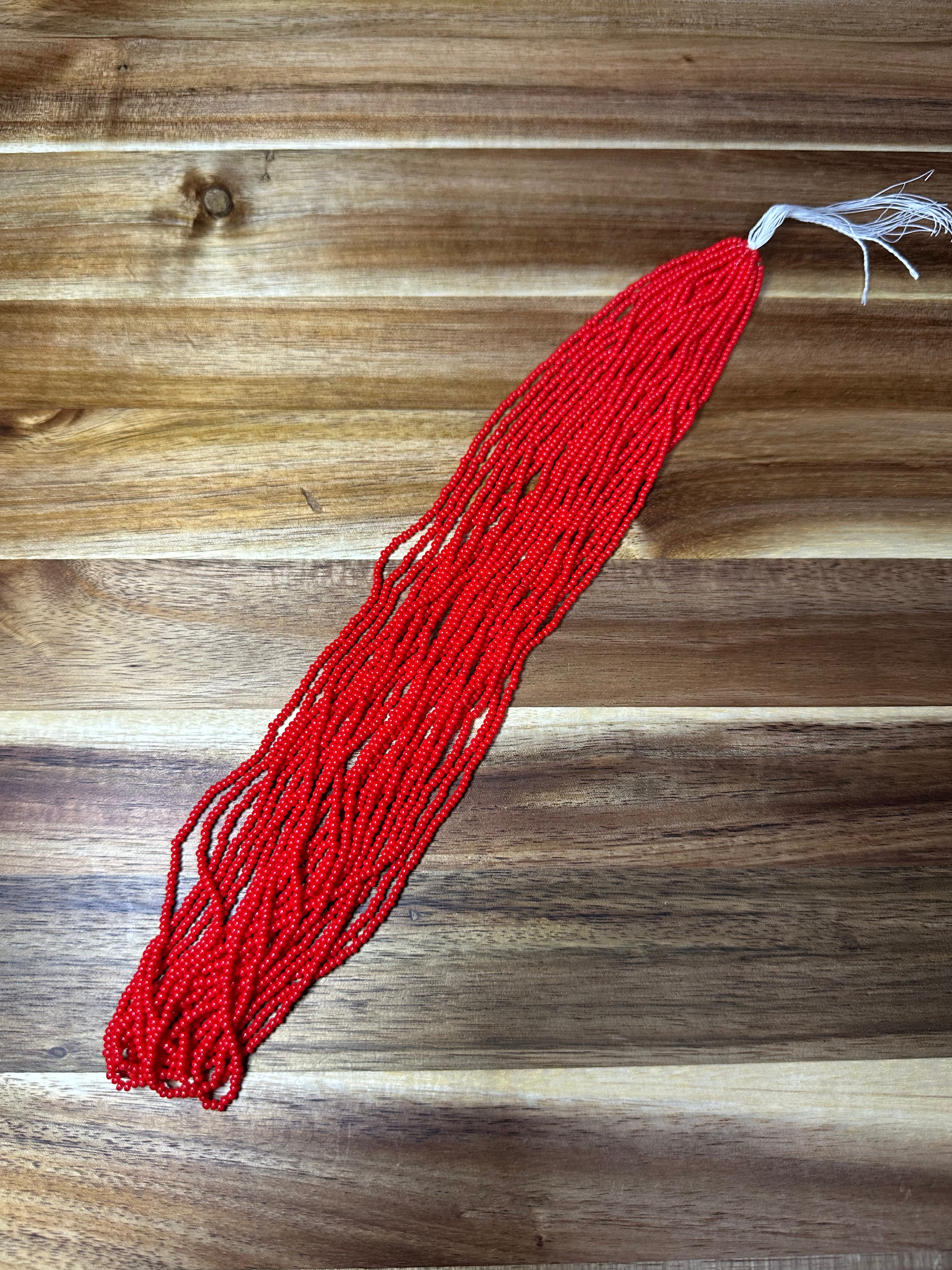 Czech Strung Glass Seed Bead - 11/0 Op Red/Orange