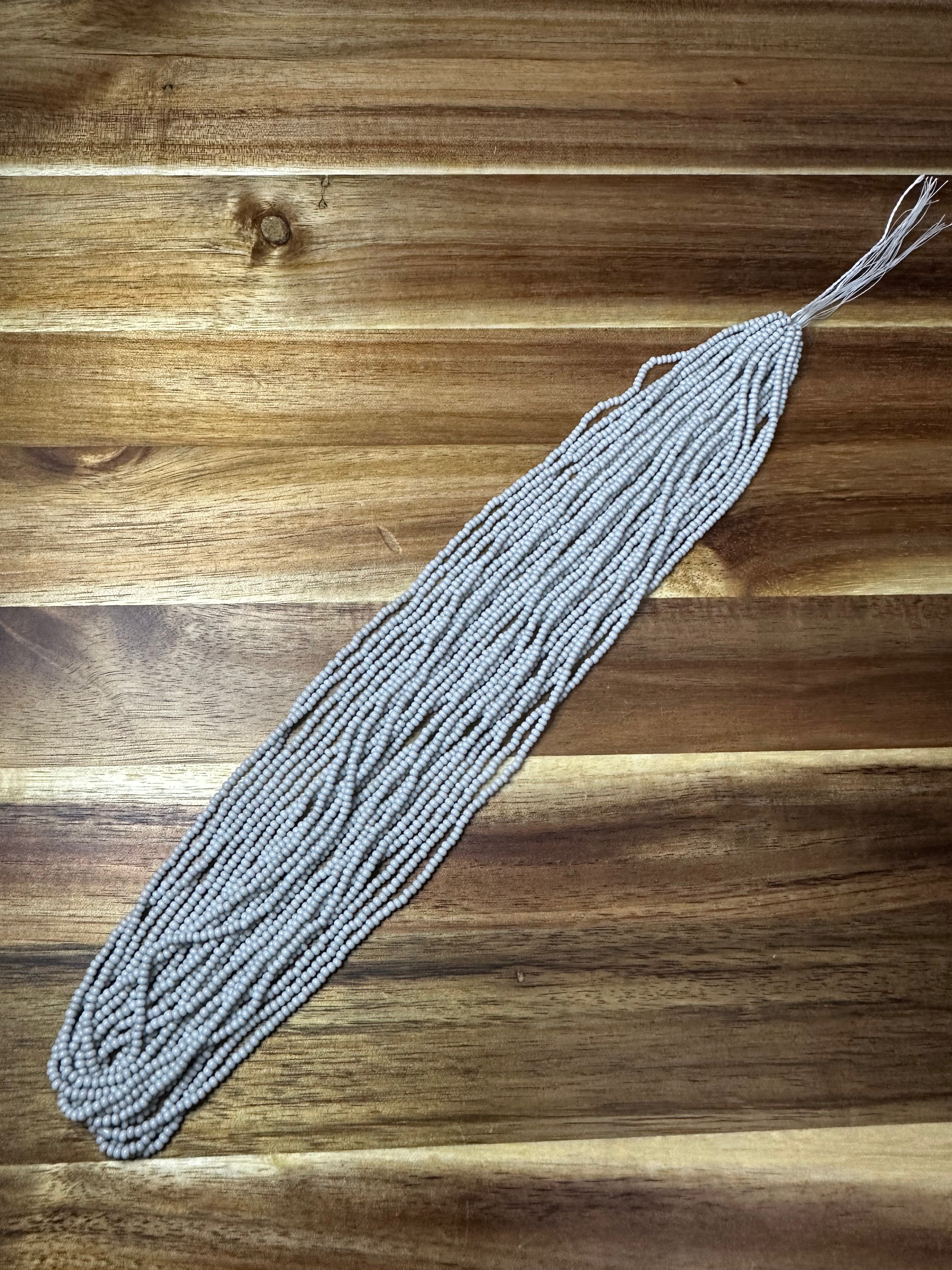 Czech Strung Glass Seed Bead - 11/0 Op Light Grey