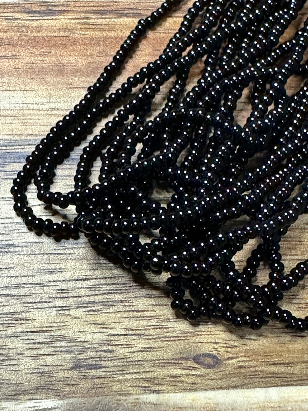 Czech Strung Glass Seed Bead - 11/0 Op Black