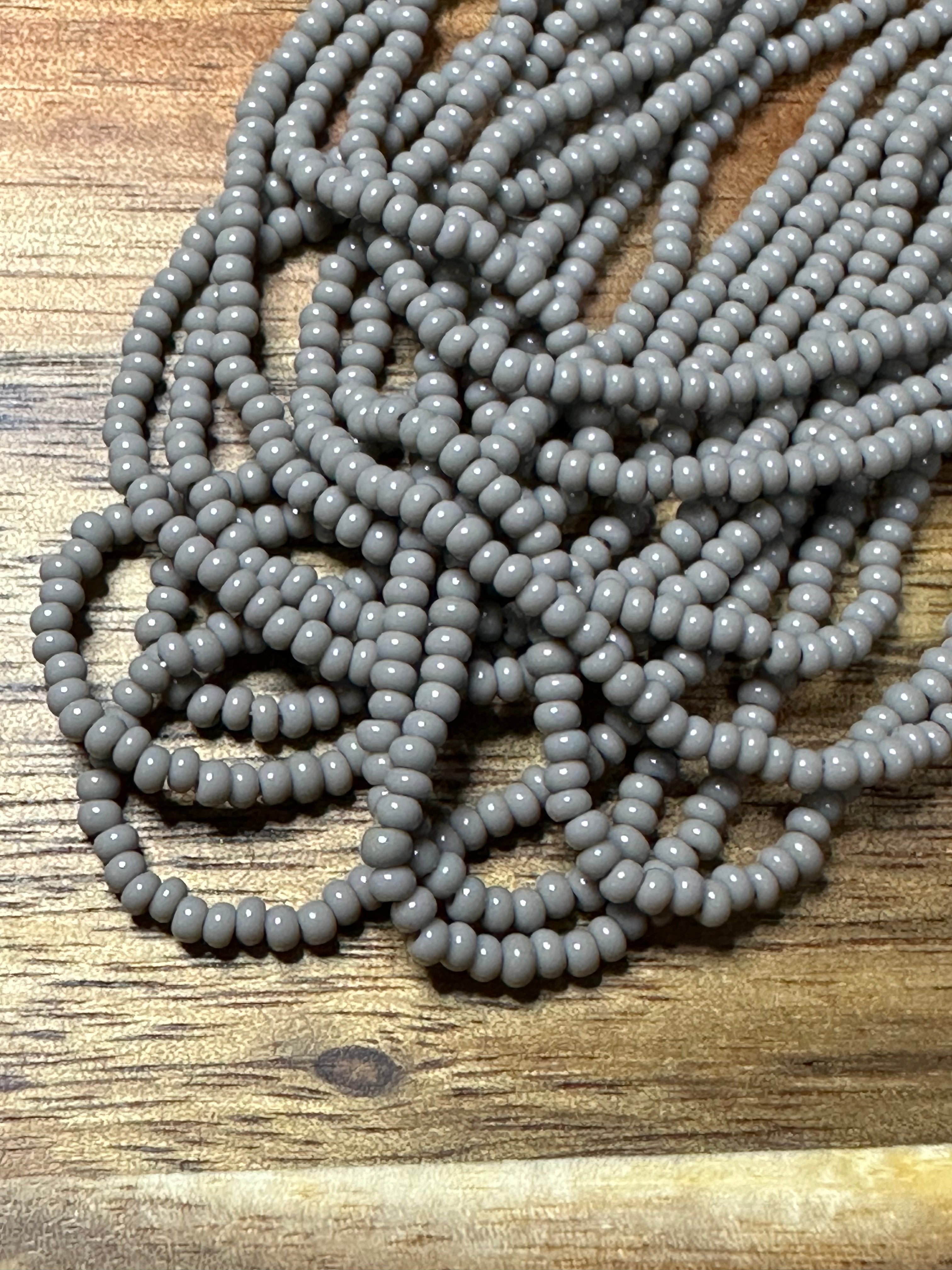 Czech Strung Glass Seed Bead - 11/0 Op Grey