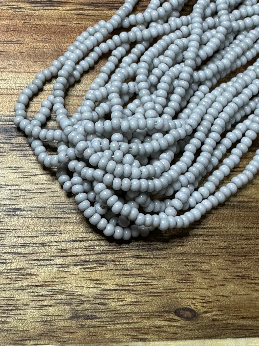 Czech Strung Glass Seed Bead - 11/0 Op Light Grey