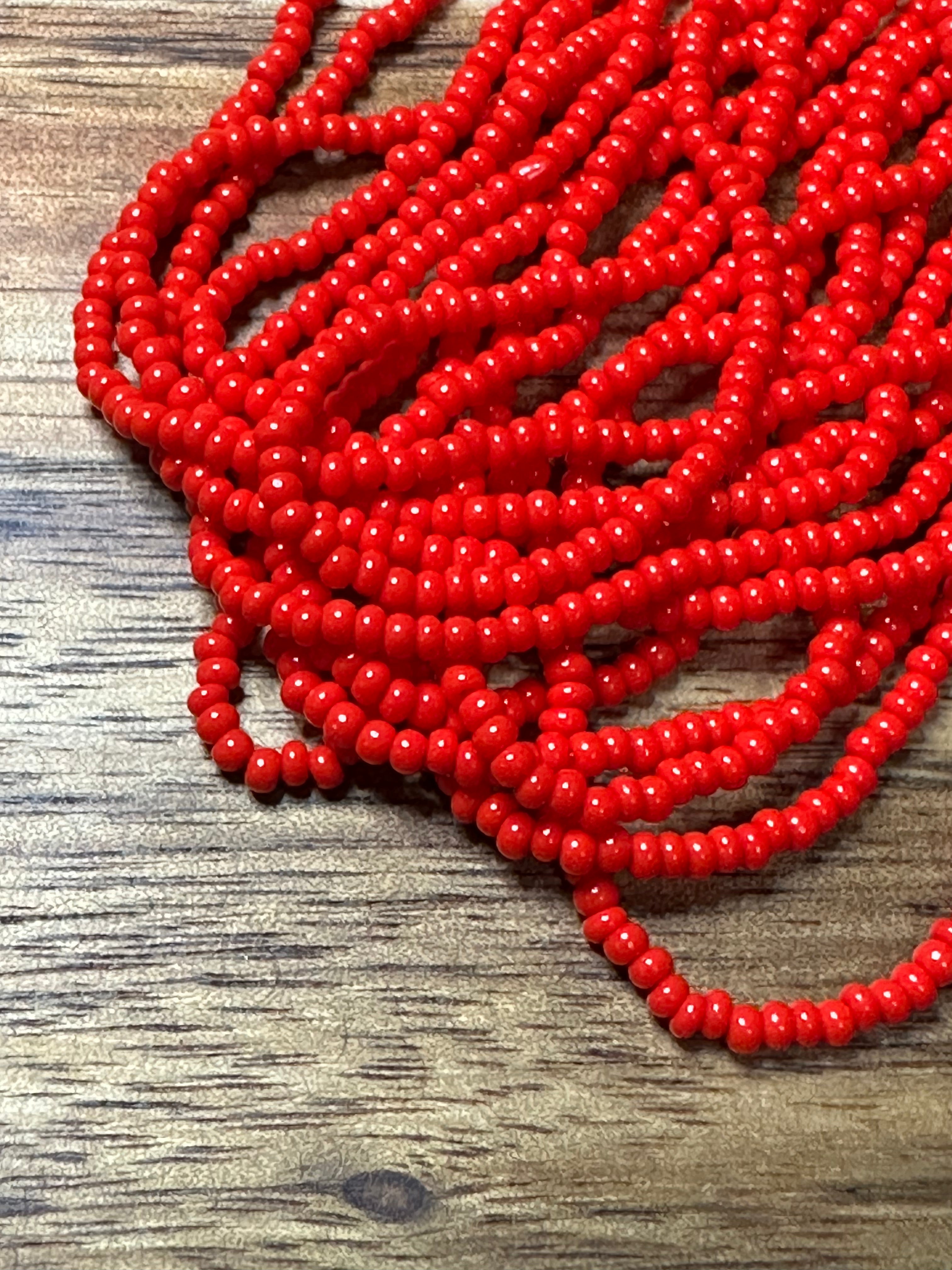 Czech Strung Glass Seed Bead - 11/0 Op Red/Orange