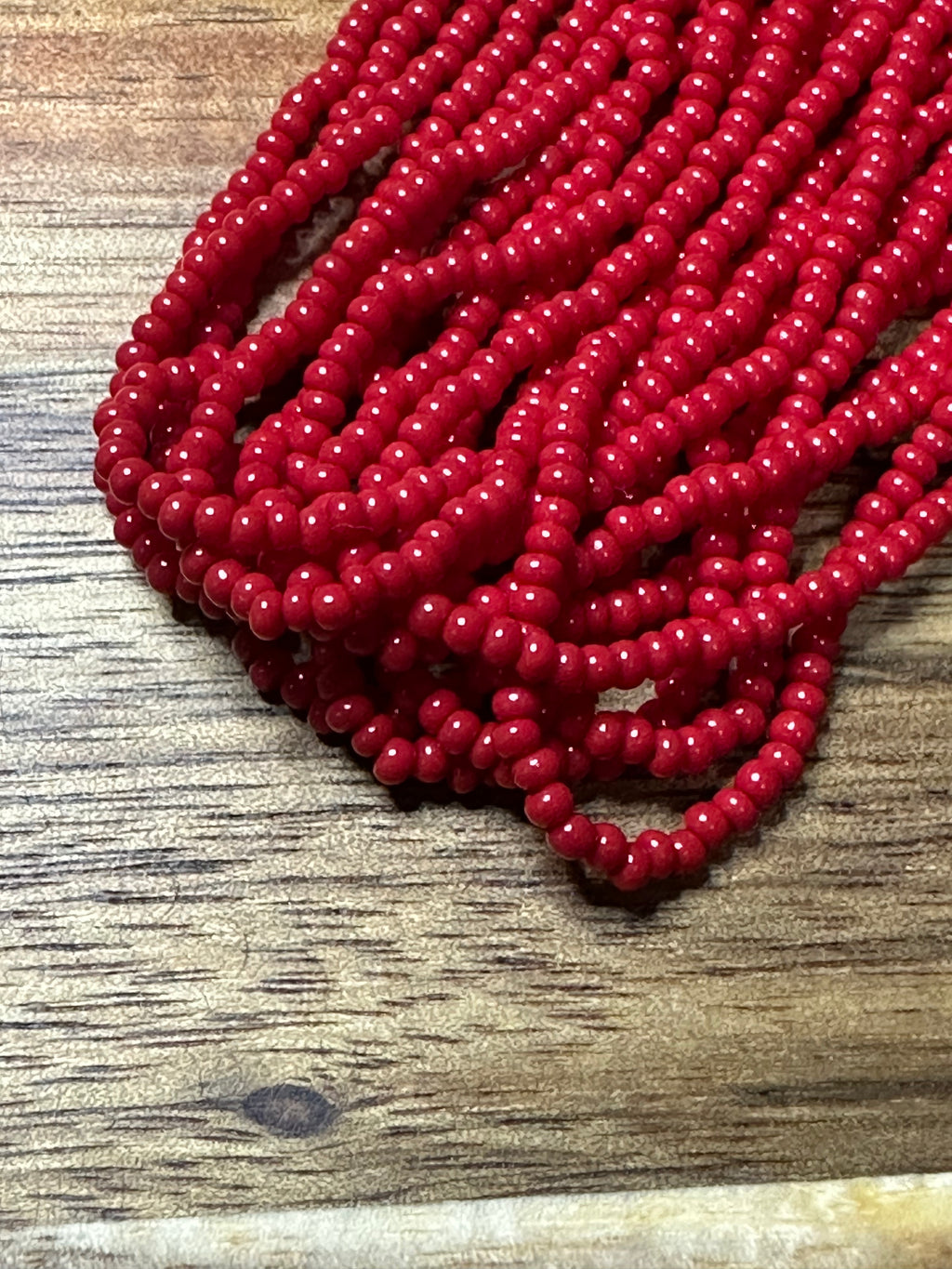 Czech Strung Glass Seed Bead - 11/0 Op DK Red