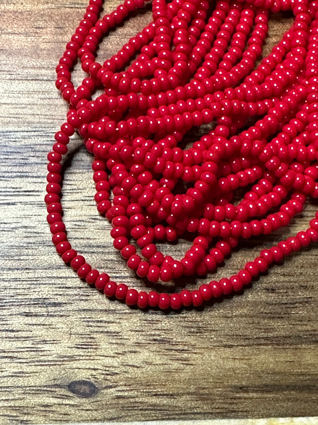 Czech Strung Glass Seed Bead - 11/0 Op Red