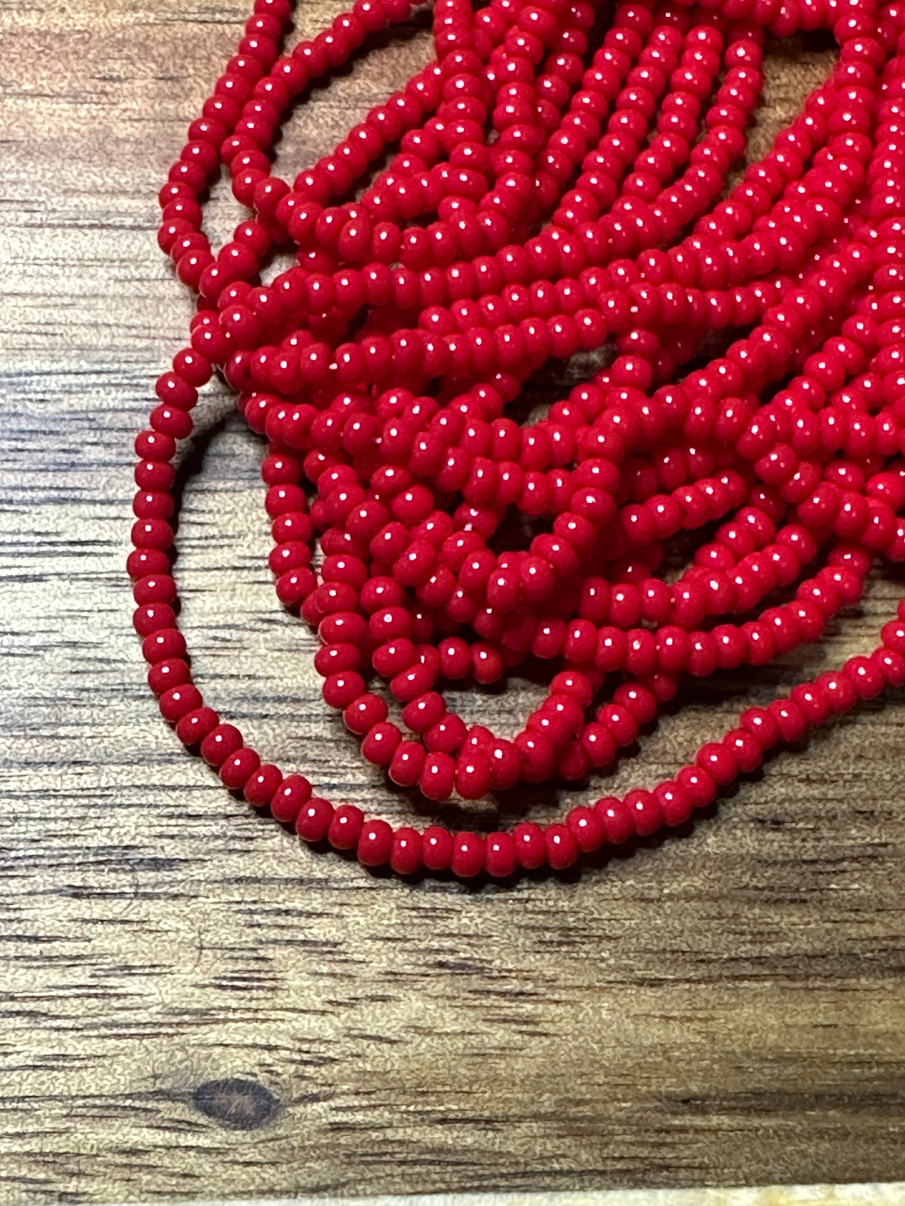 Czech Strung Glass Seed Bead - 11/0 Op Red