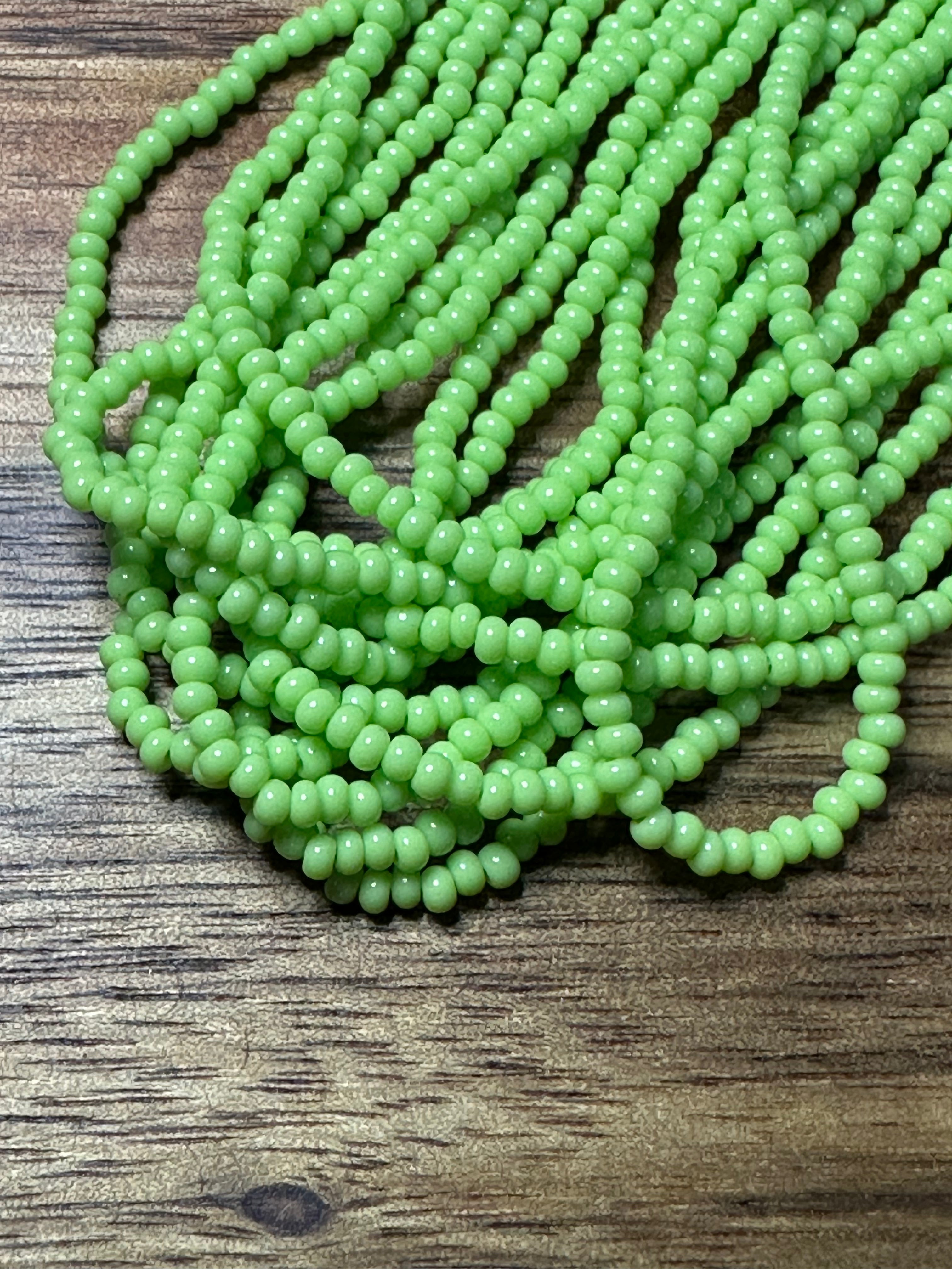 Czech Strung Glass Seed Bead - 11/0 Op Lime Green