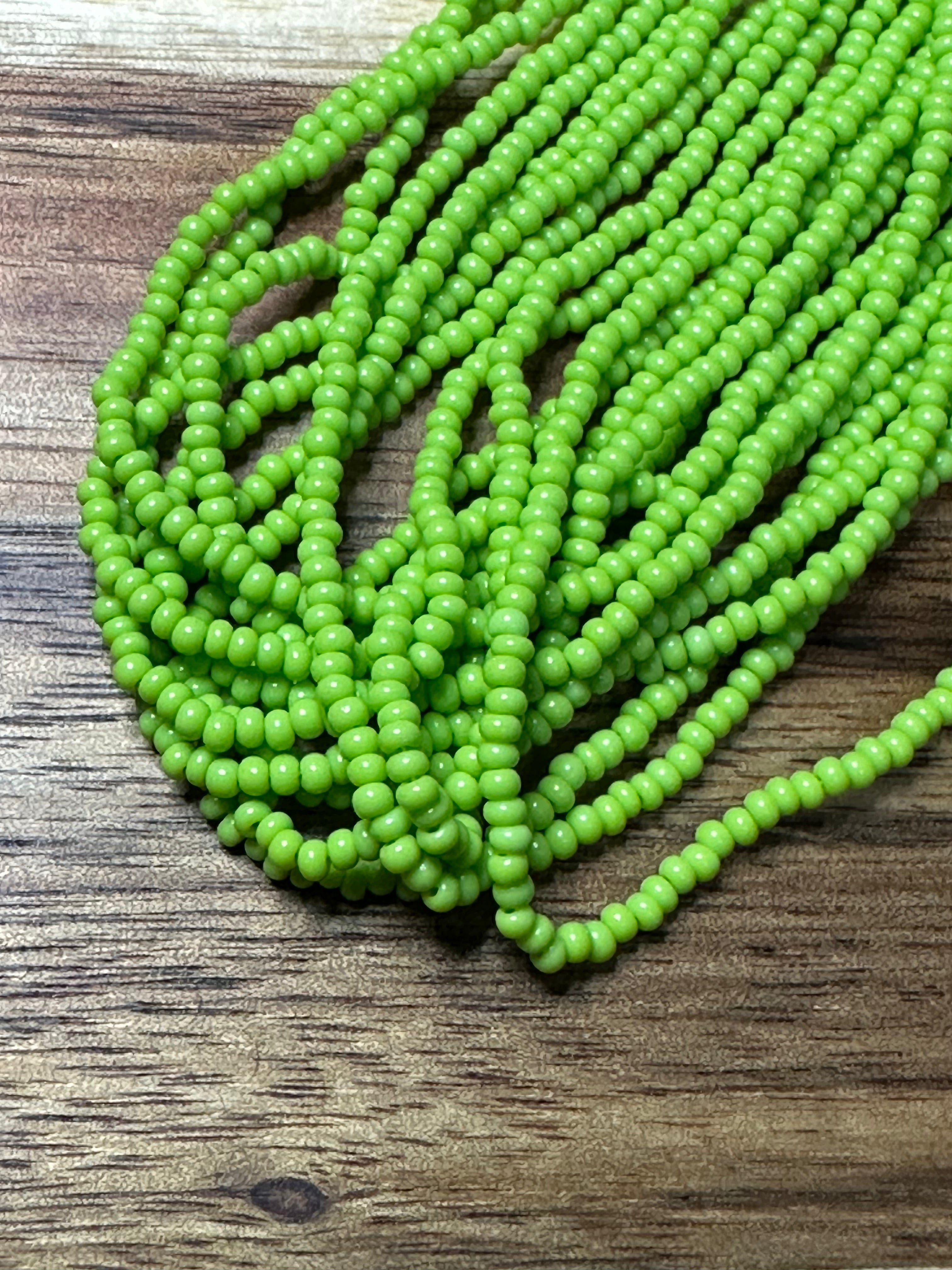 Czech Strung Glass Seed Bead - 11/0 Op DK Lime Green