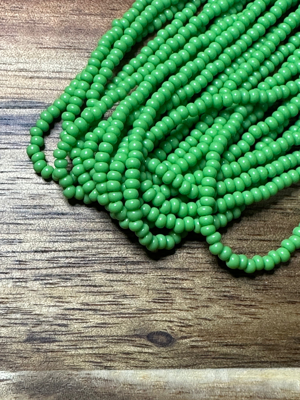 Czech Strung Glass Seed Bead - 11/0 Op Medium Green