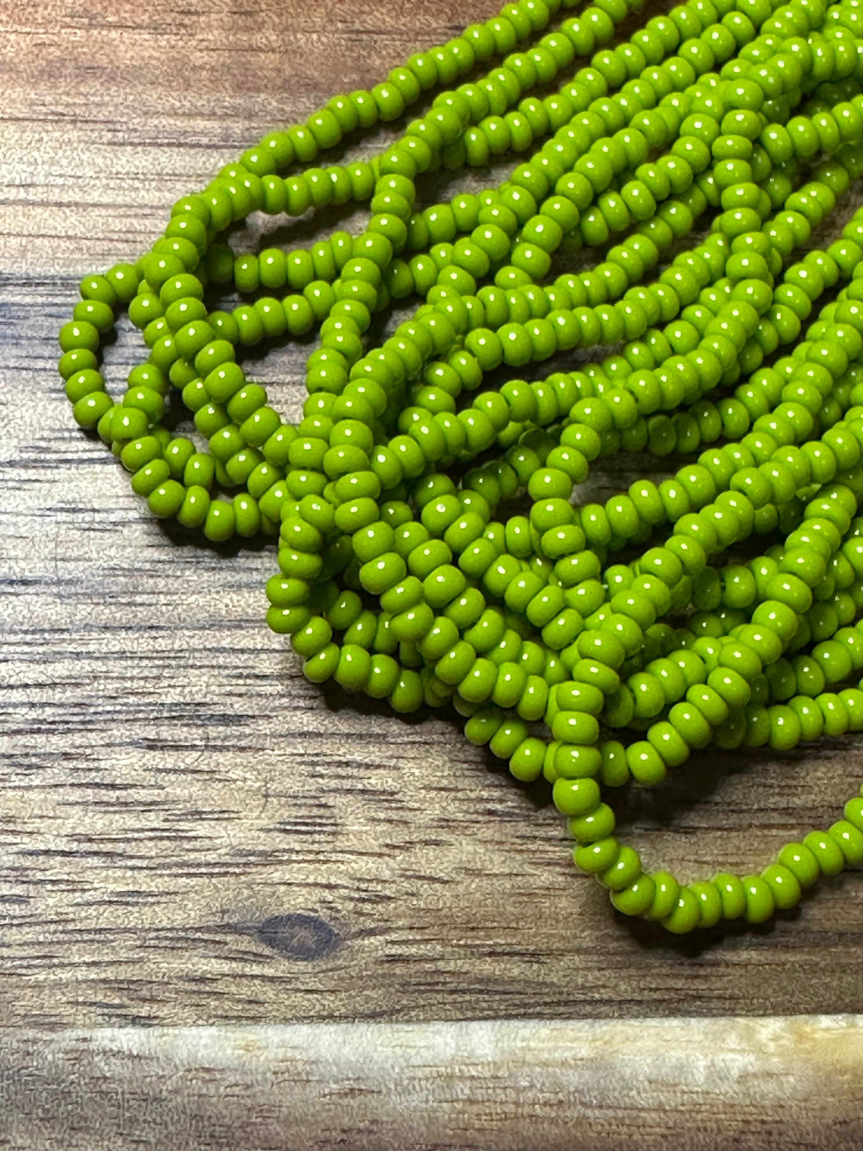 Czech Strung Glass Seed Bead - 11/0 Op Oscar Green