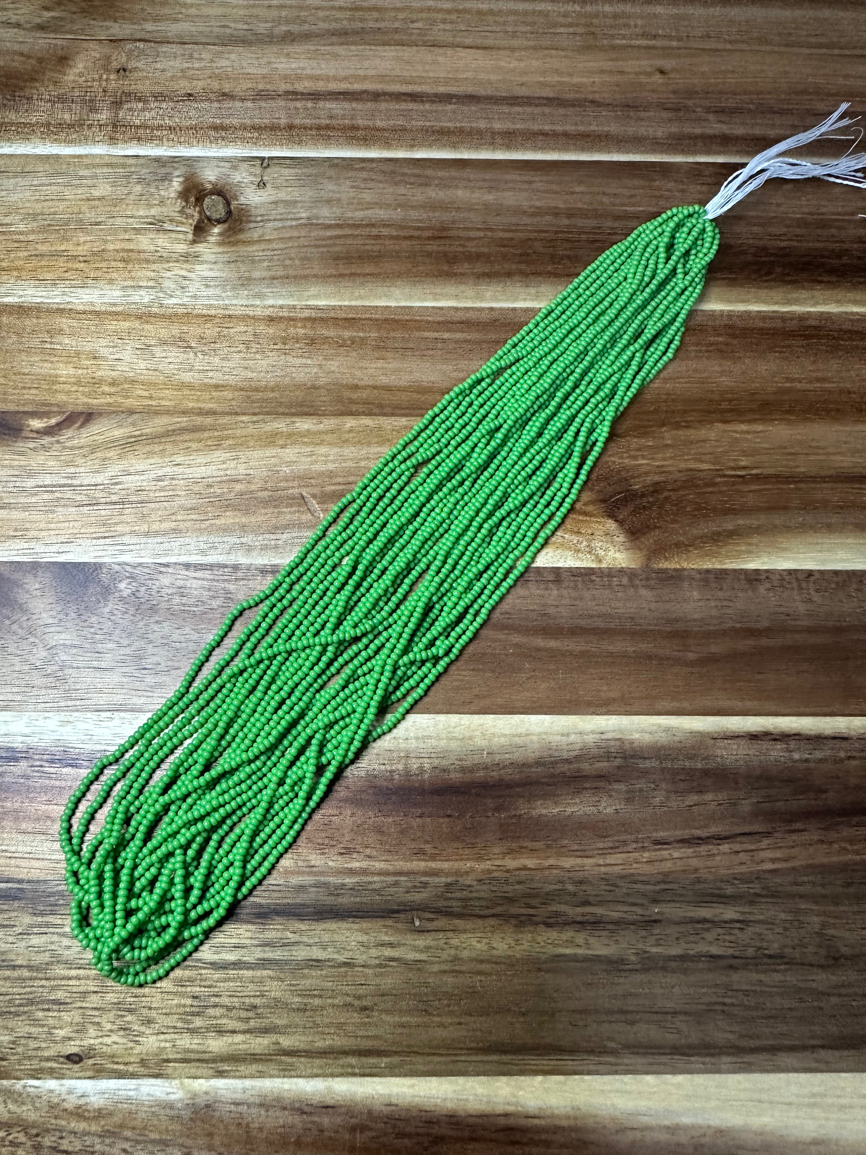 Czech Strung Glass Seed Bead - 11/0 Op Light Green