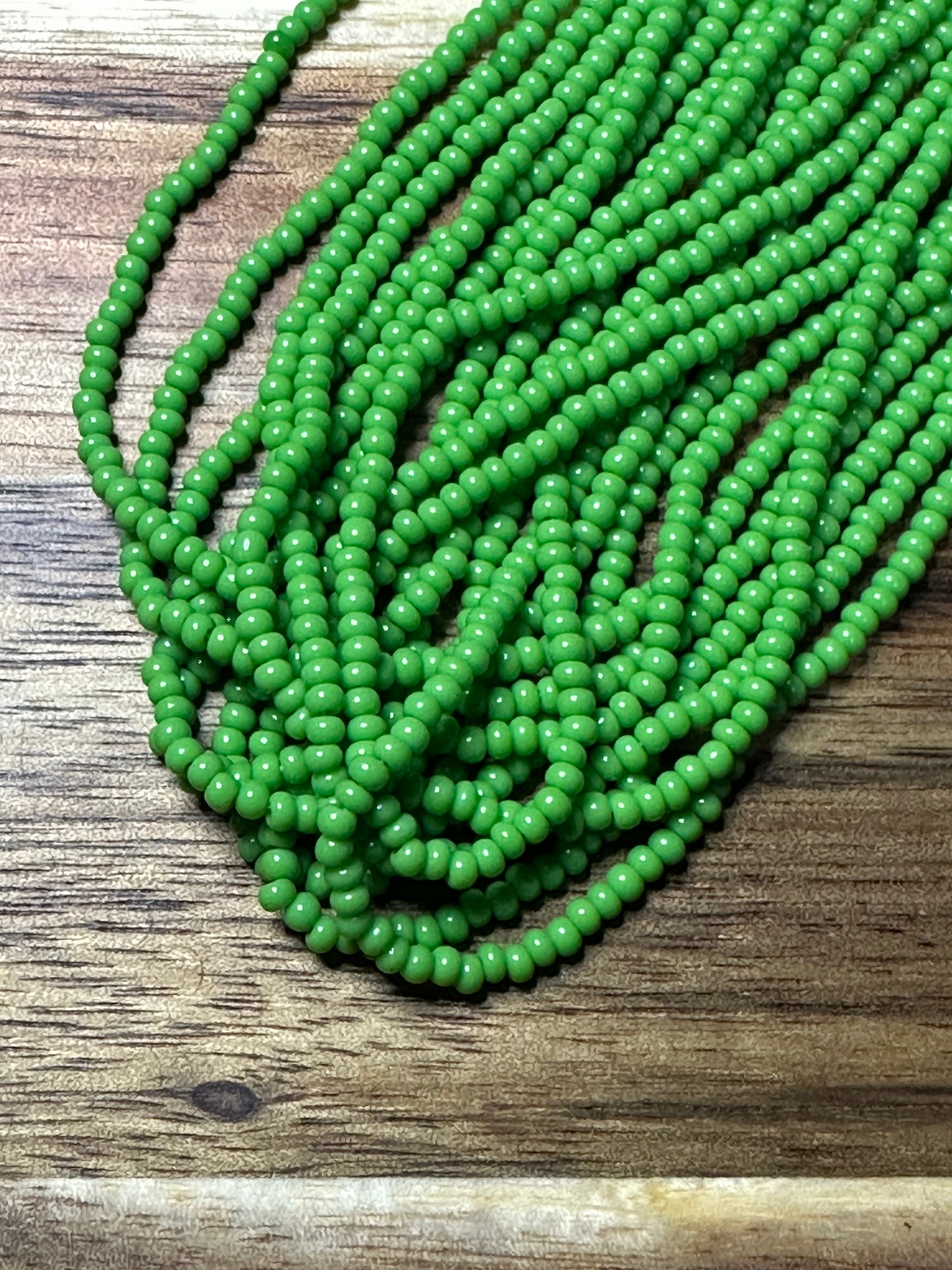 Czech Strung Glass Seed Bead - 11/0 Op Light Green