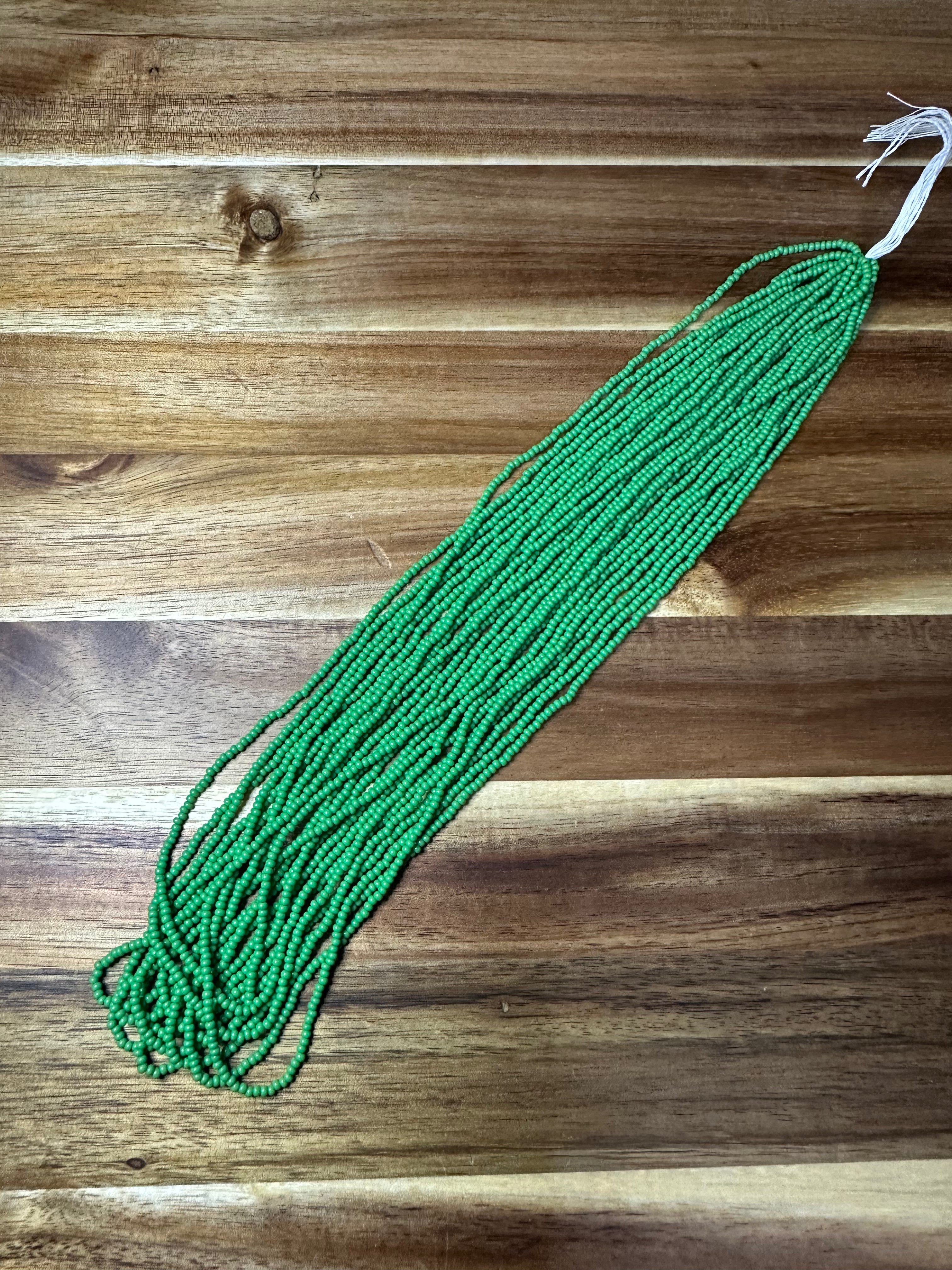 Czech Strung Glass Seed Bead - 11/0 Op Green