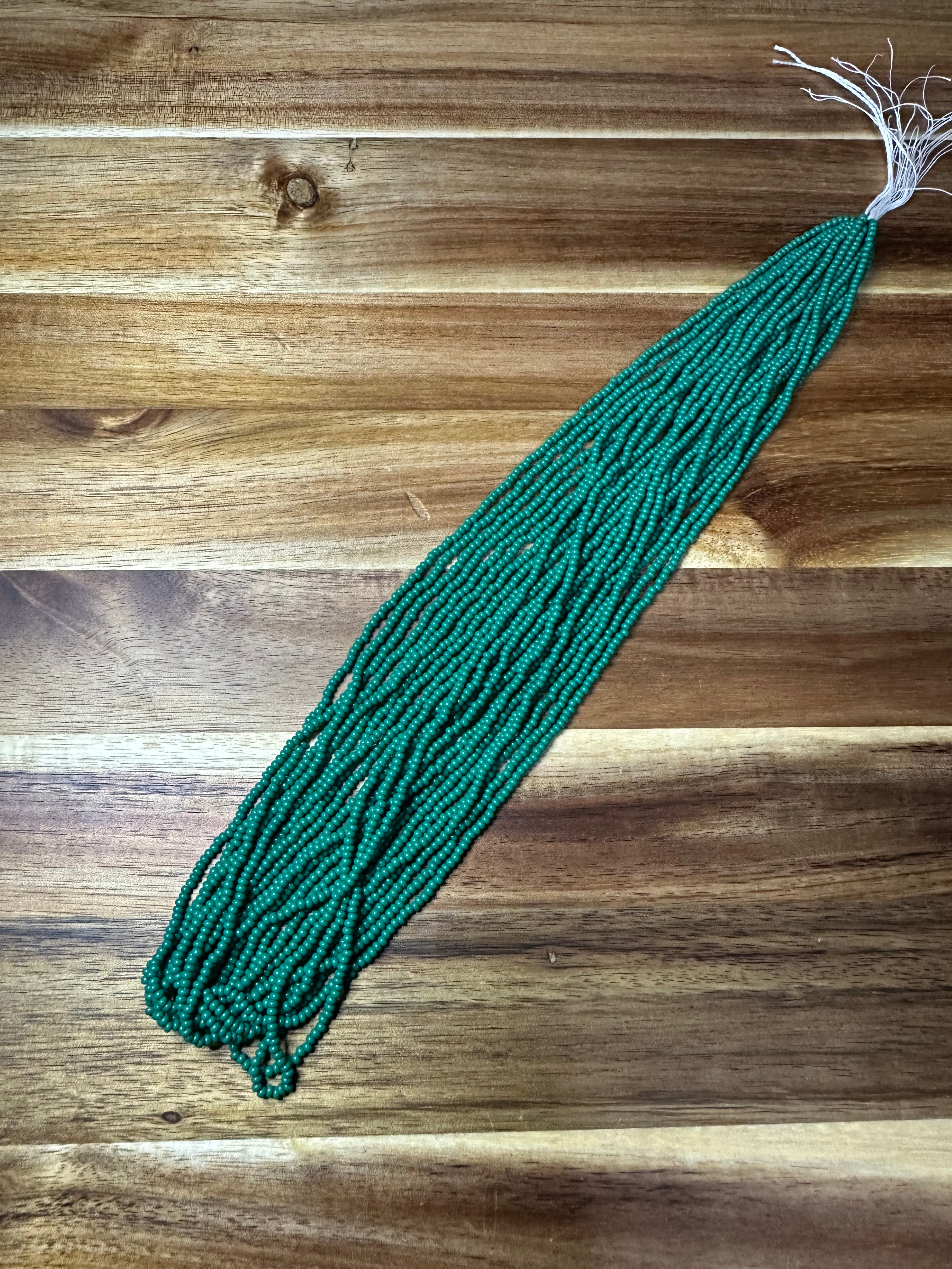 Czech Strung Glass Seed Bead - 11/0 Op Forest Green