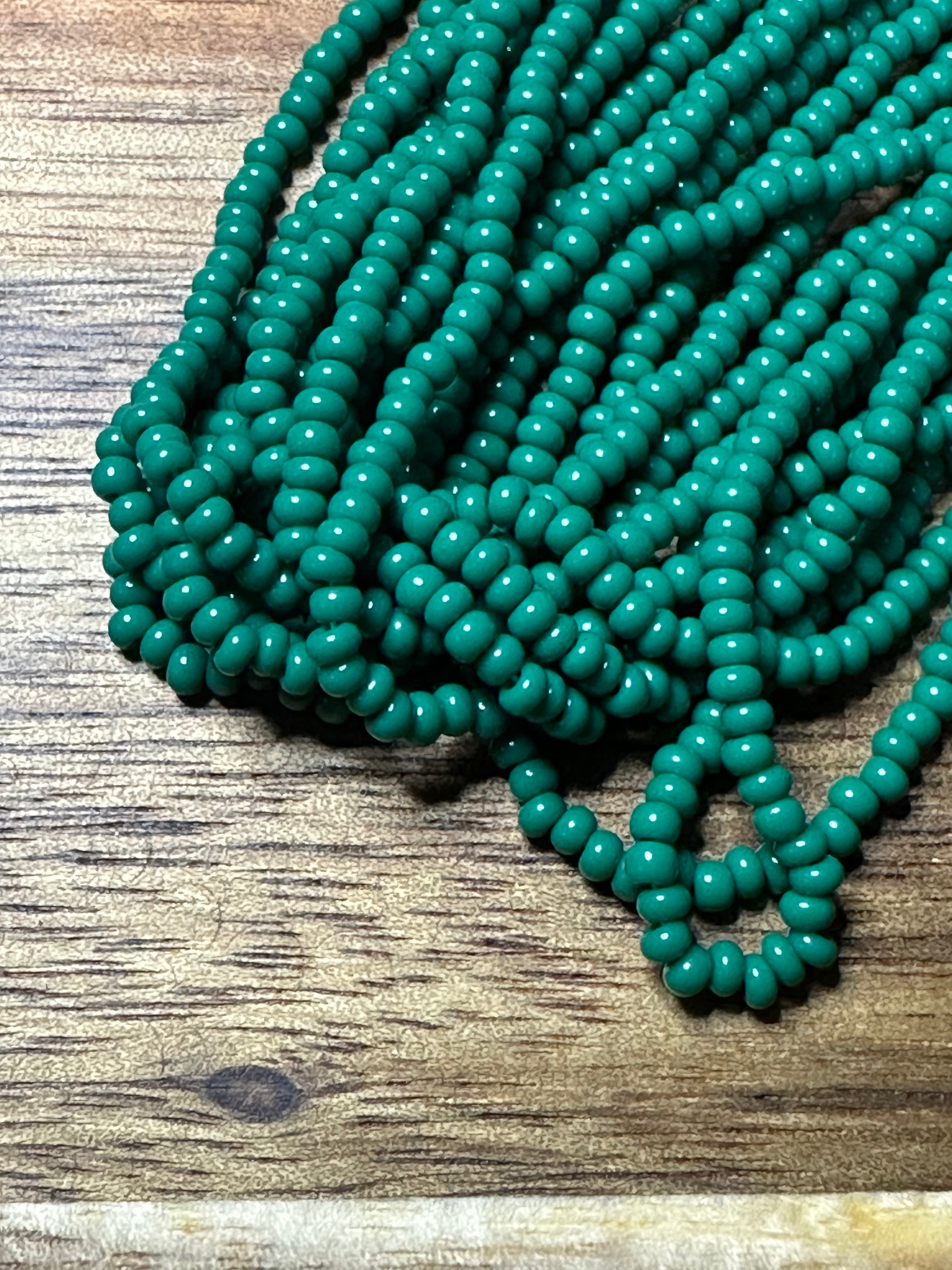 Czech Strung Glass Seed Bead - 11/0 Op Forest Green