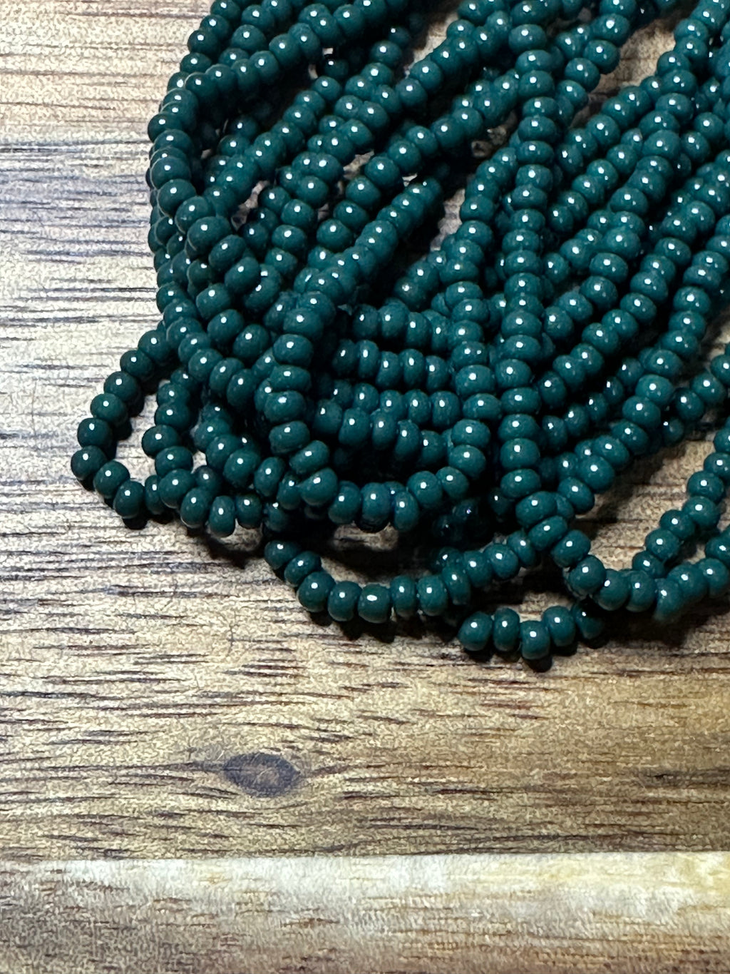 Czech Strung Glass Seed Bead - 11/0 Op Midnight Green