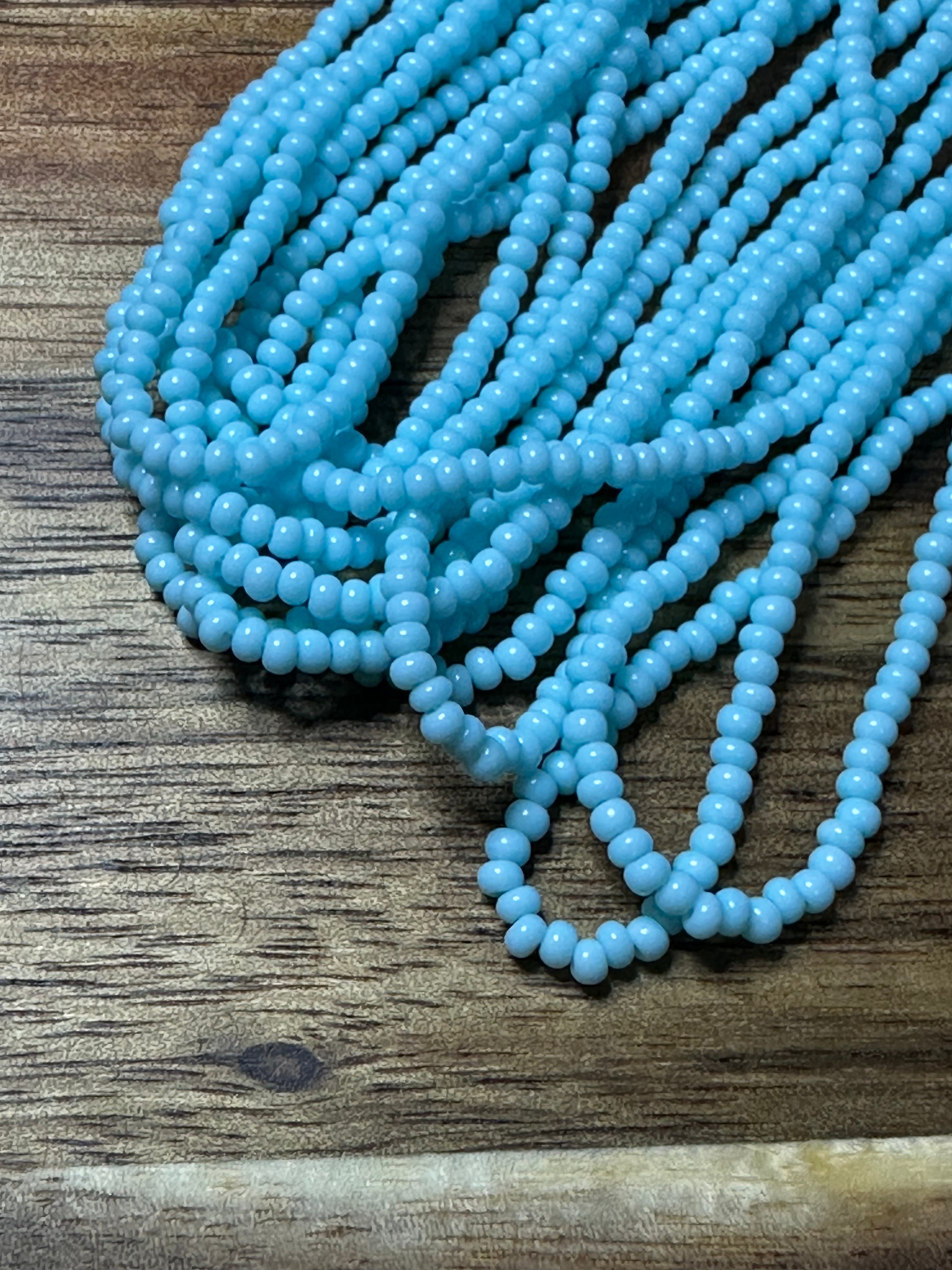 Czech Strung Glass Seed Bead - 11/0 Op Light Blue Turquoise
