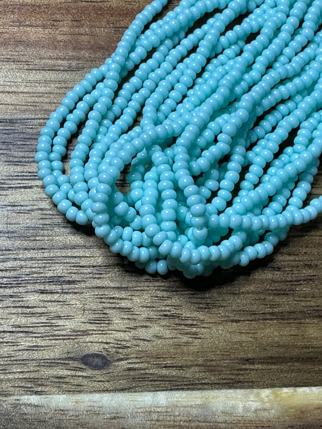 Czech Strung Glass Seed Bead - 11/0 Op Light Green Turquoise