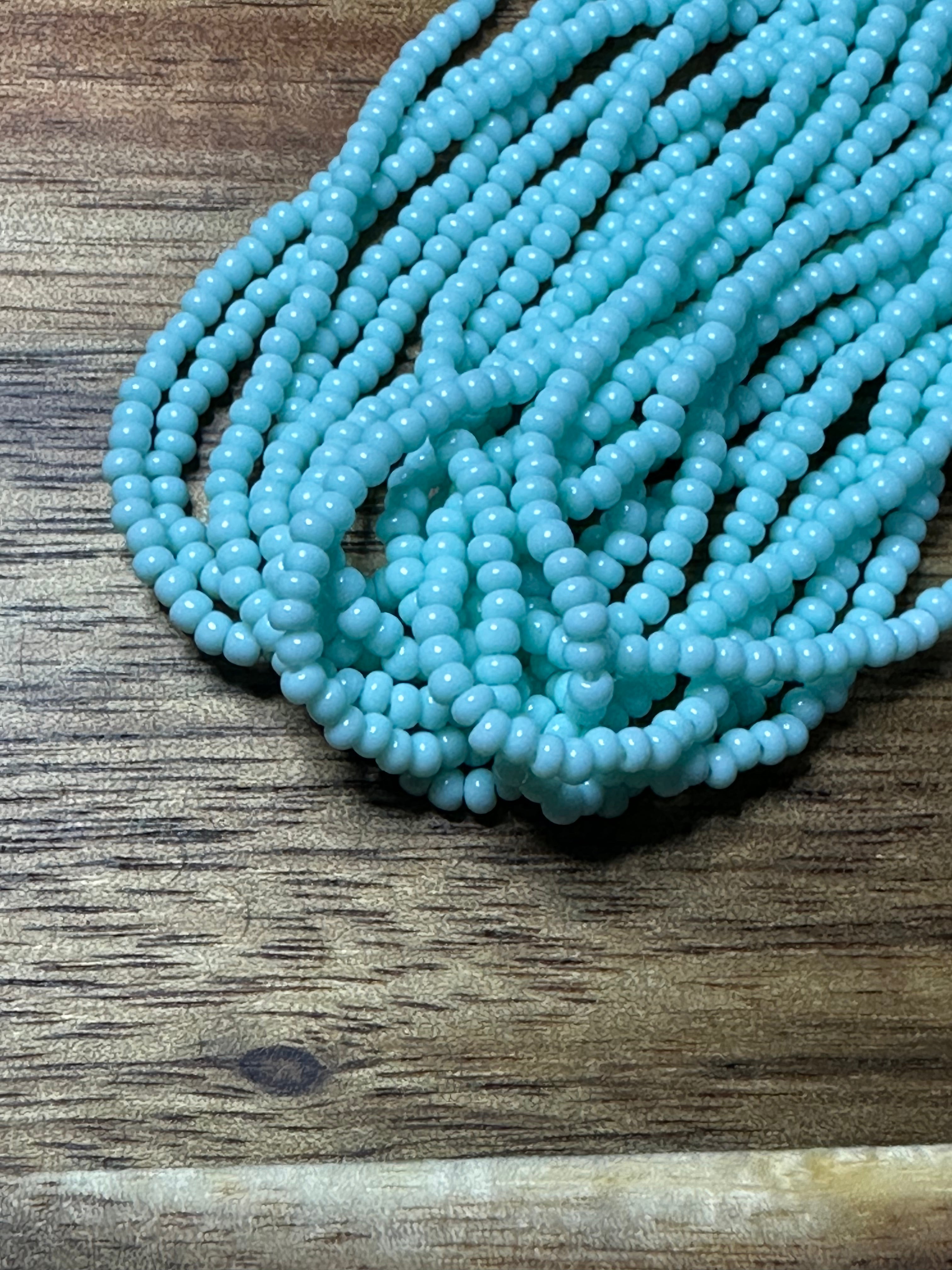 Czech Strung Glass Seed Bead - 11/0 Op Light Green Turquoise
