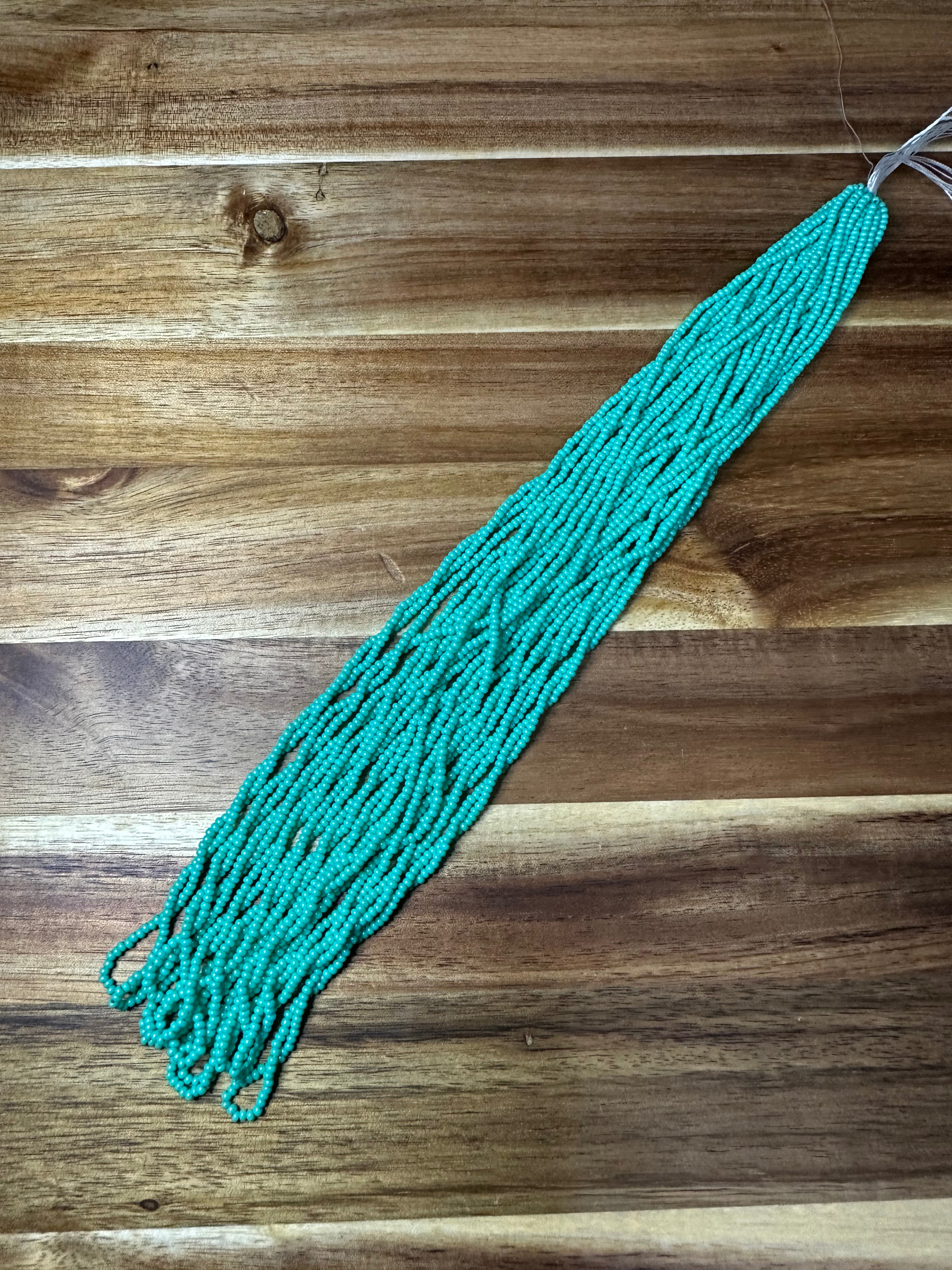 Czech Strung Glass Seed Bead - 11/0 Op Oily Turquoise