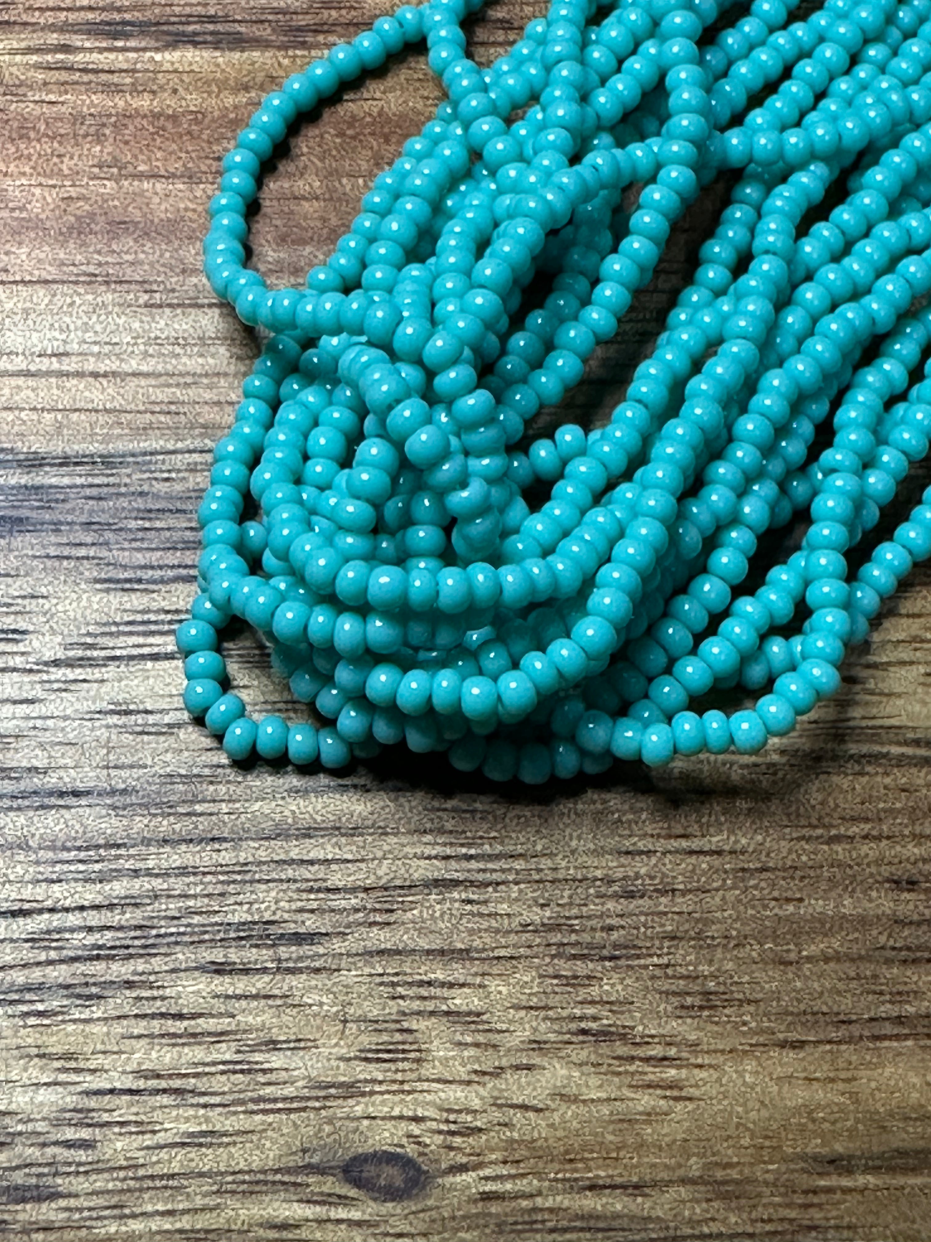 Czech Strung Glass Seed Bead - 11/0 Op Blue Turquoise