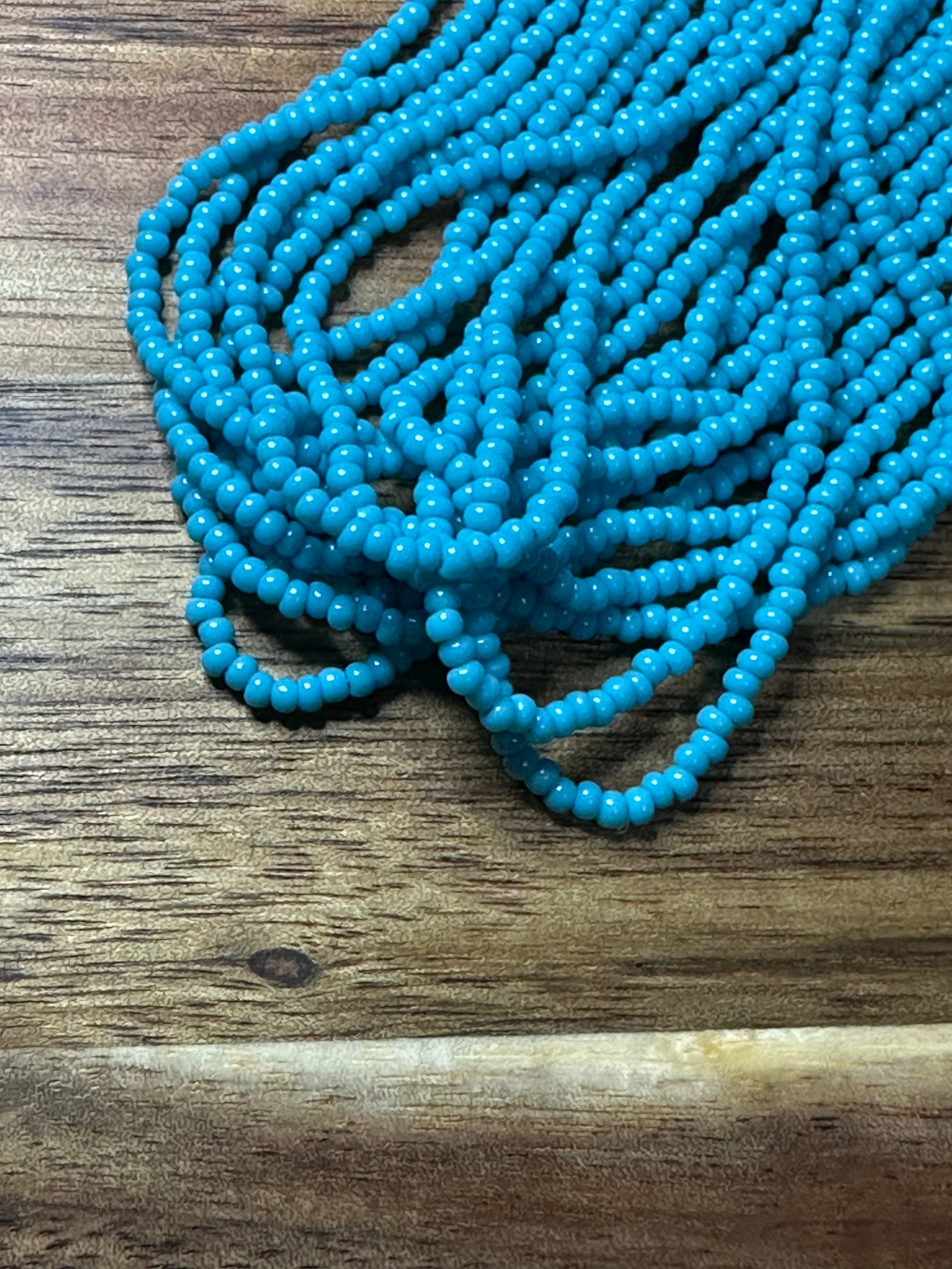 Czech Strung Glass Seed Bead - 11/0 Op DK Blue Turquoise