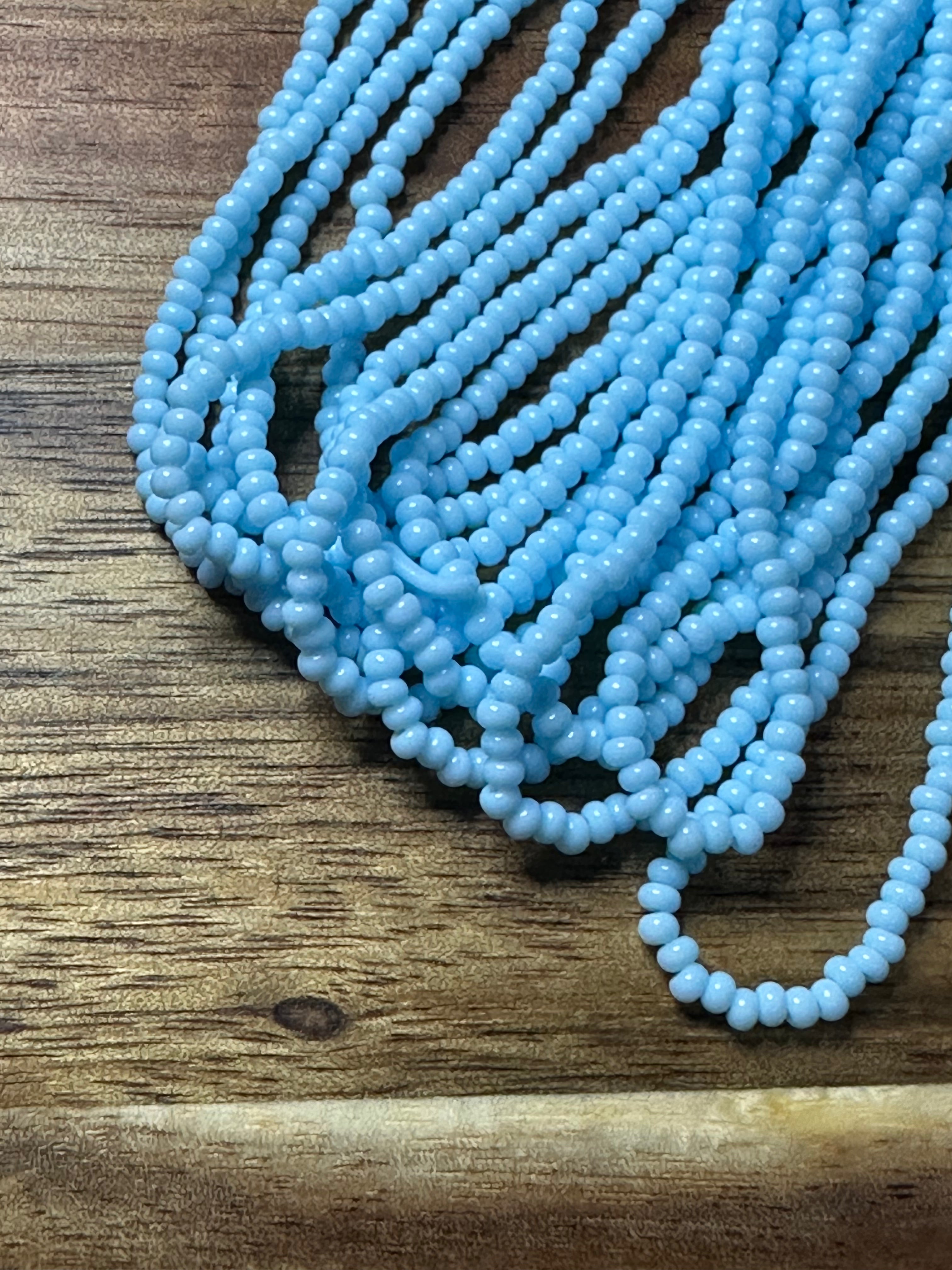 Czech Strung Glass Seed Bead - 11/0 Op Light Sky Blue