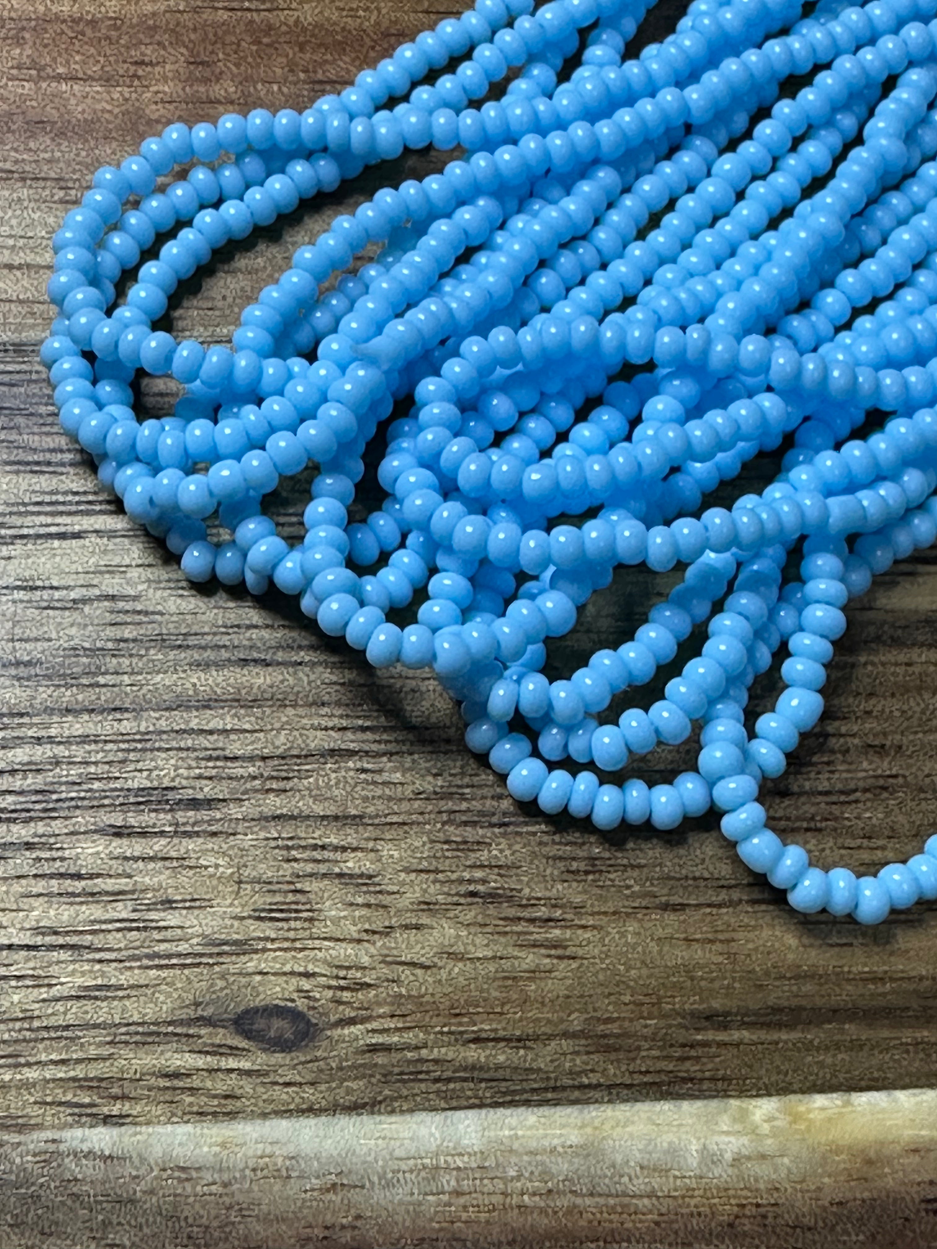 Czech Strung Glass Seed Bead - 11/0 Op Sky Blue
