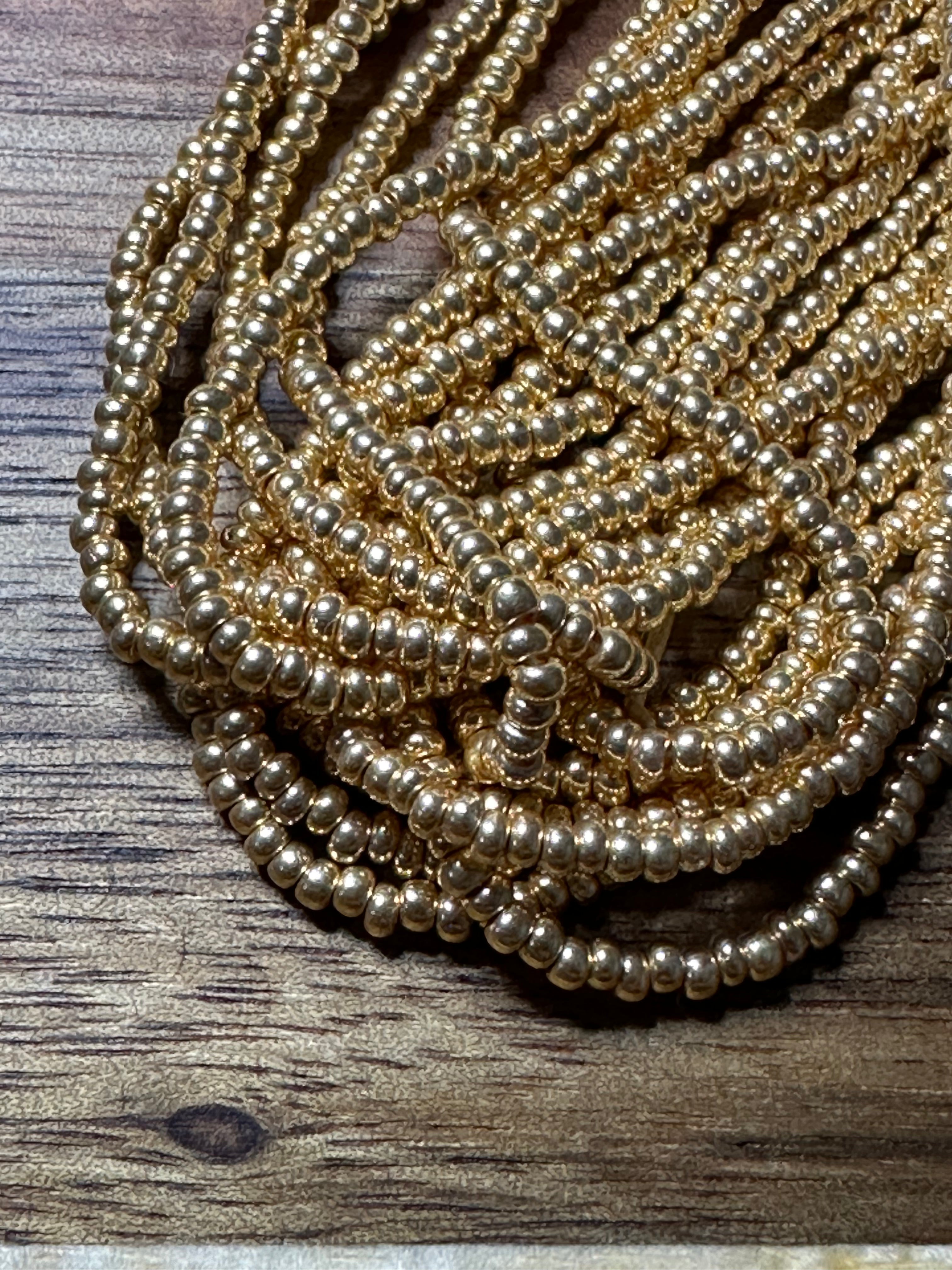 Czech Strung Glass Seed Bead - 11/0 Op Metallic Gold