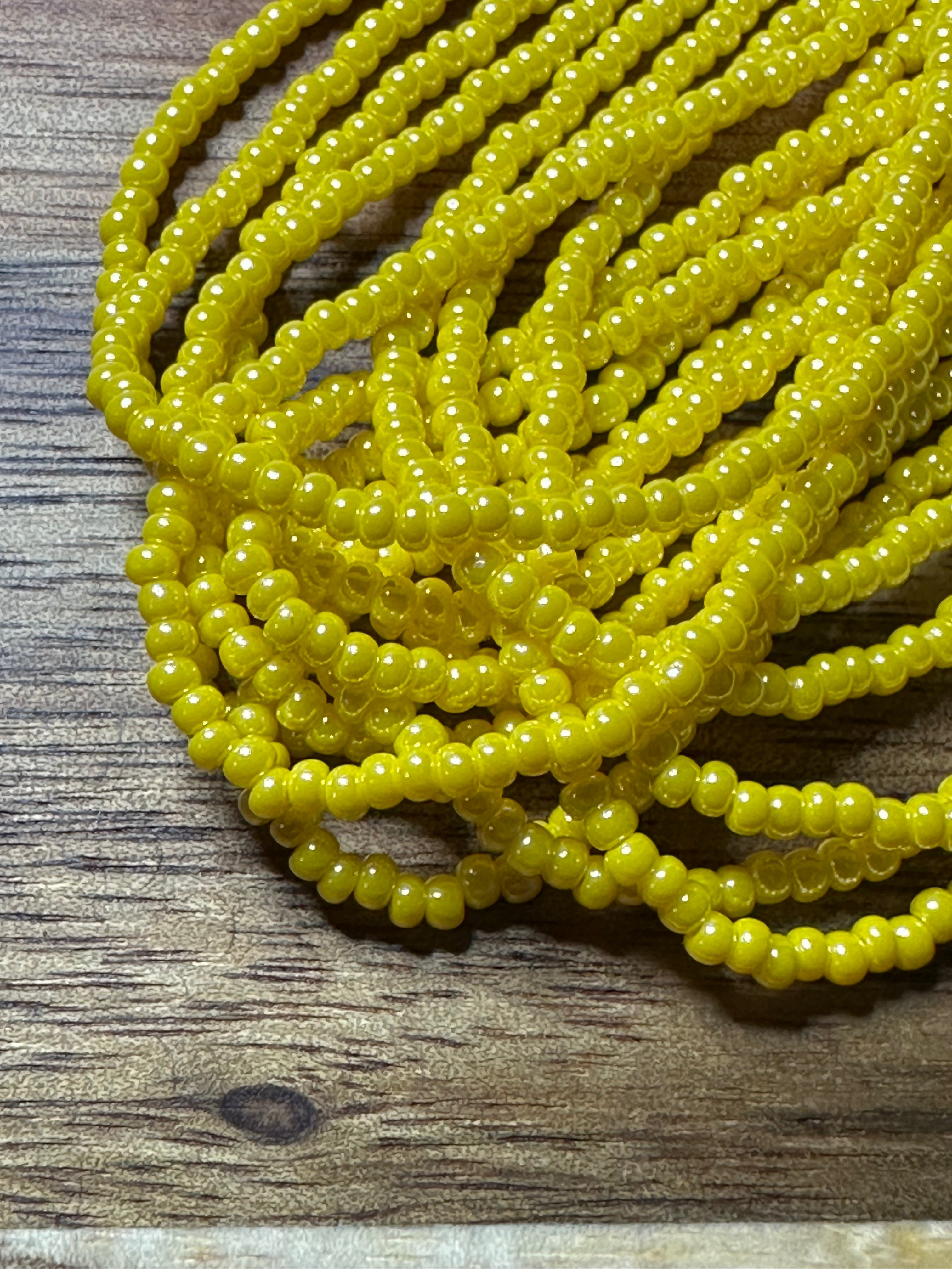 Czech Strung Glass Seed Bead - 11/0 Op Luster Corn Yellow