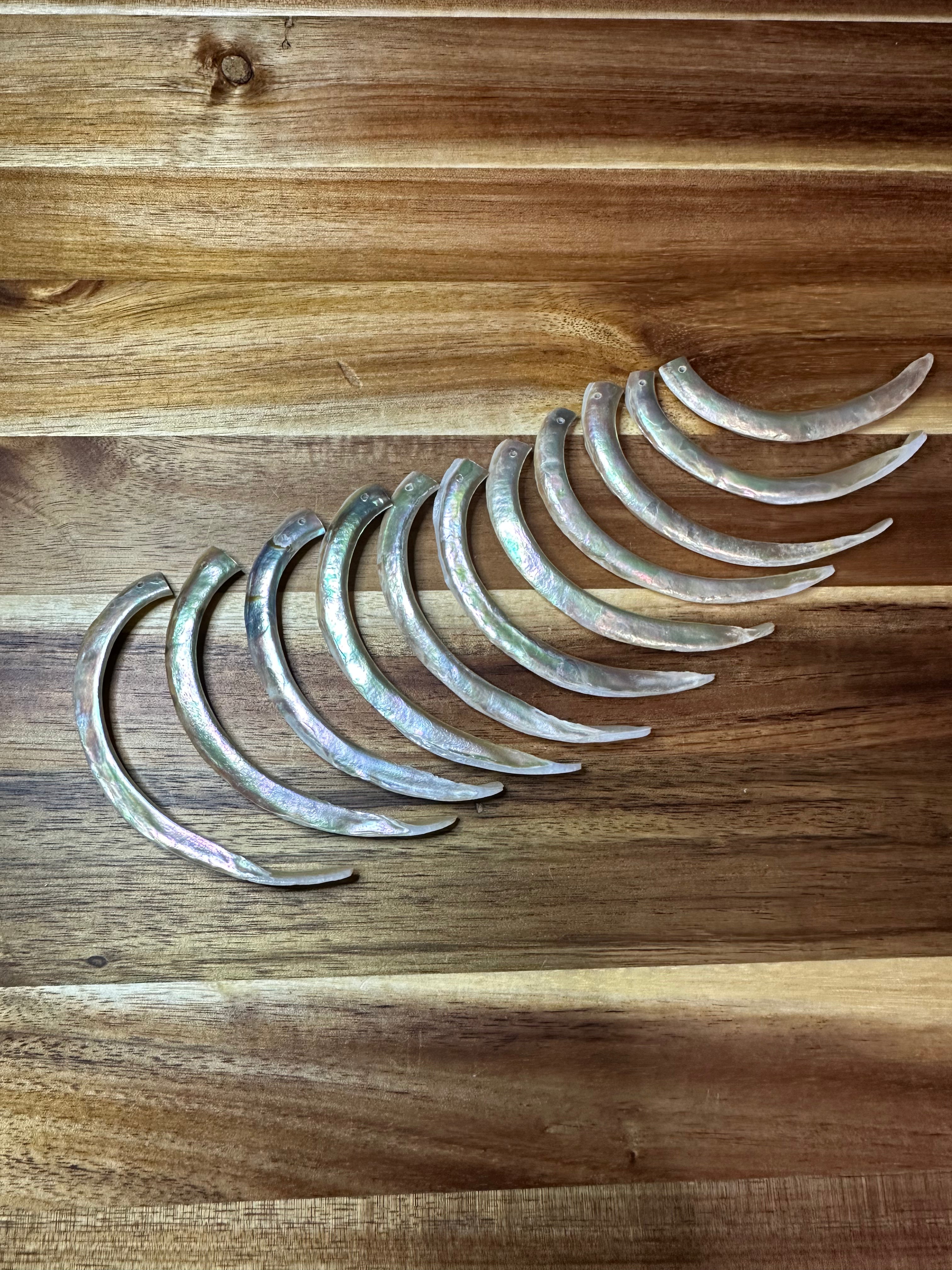 Mother of Pearl Abalone Tusks Drilled One Hole 2-3" (1PC)