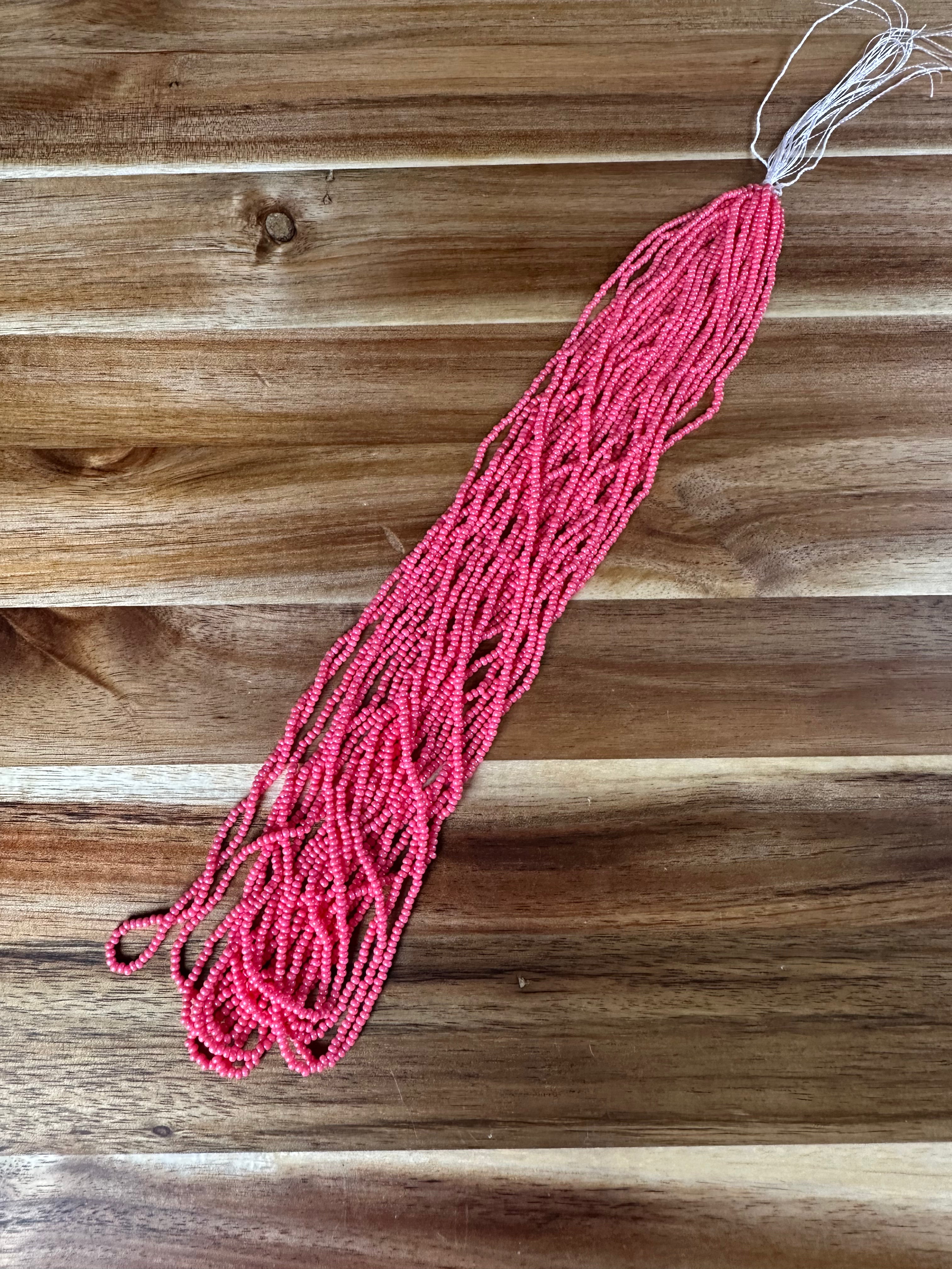 Czech Strung Glass Seed Bead - 11/0 Op Hibiscus Pink