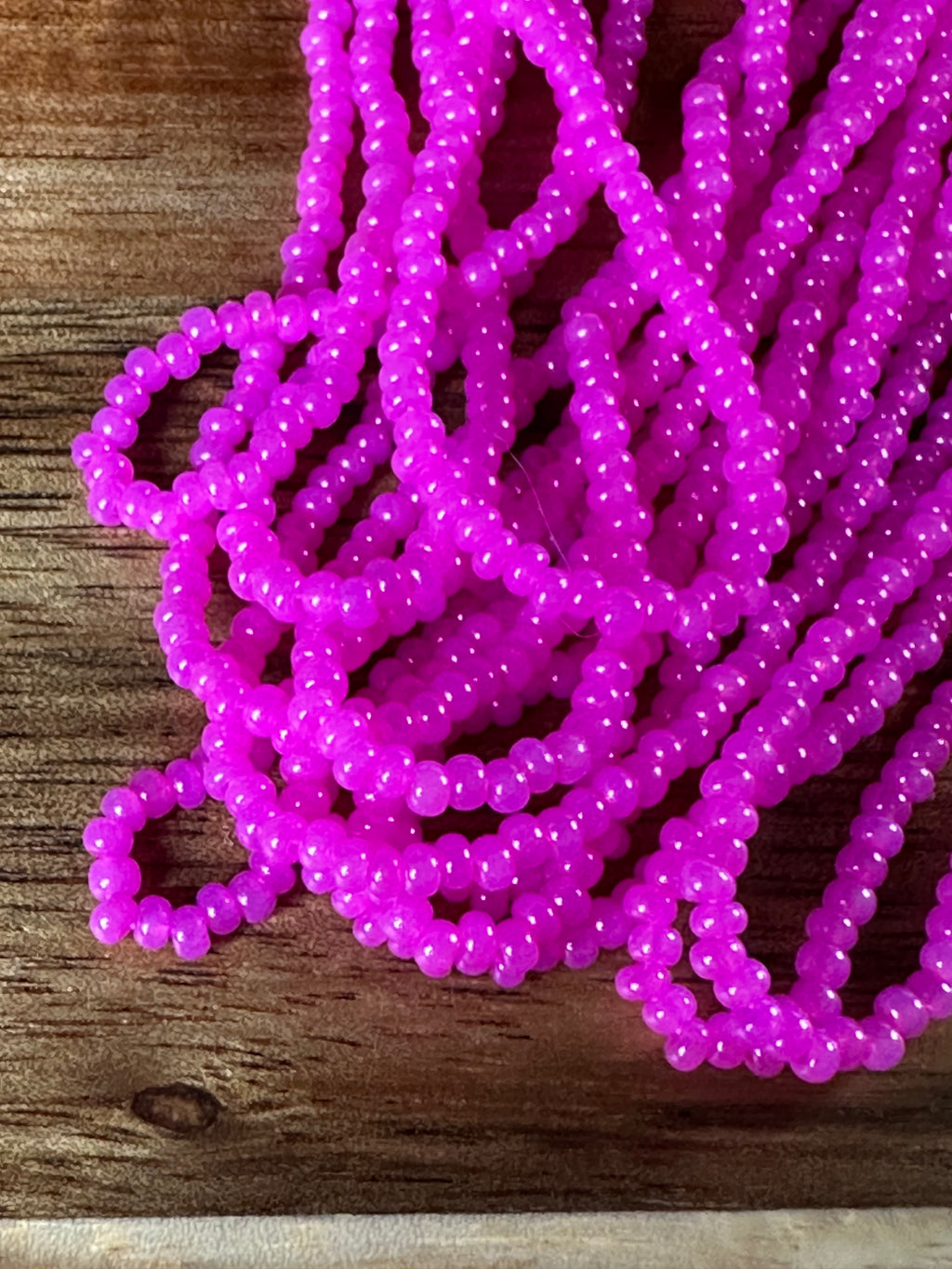 Czech Strung Glass Seed Bead - 11/0 Op Alabaster Hot Pink (DYED)