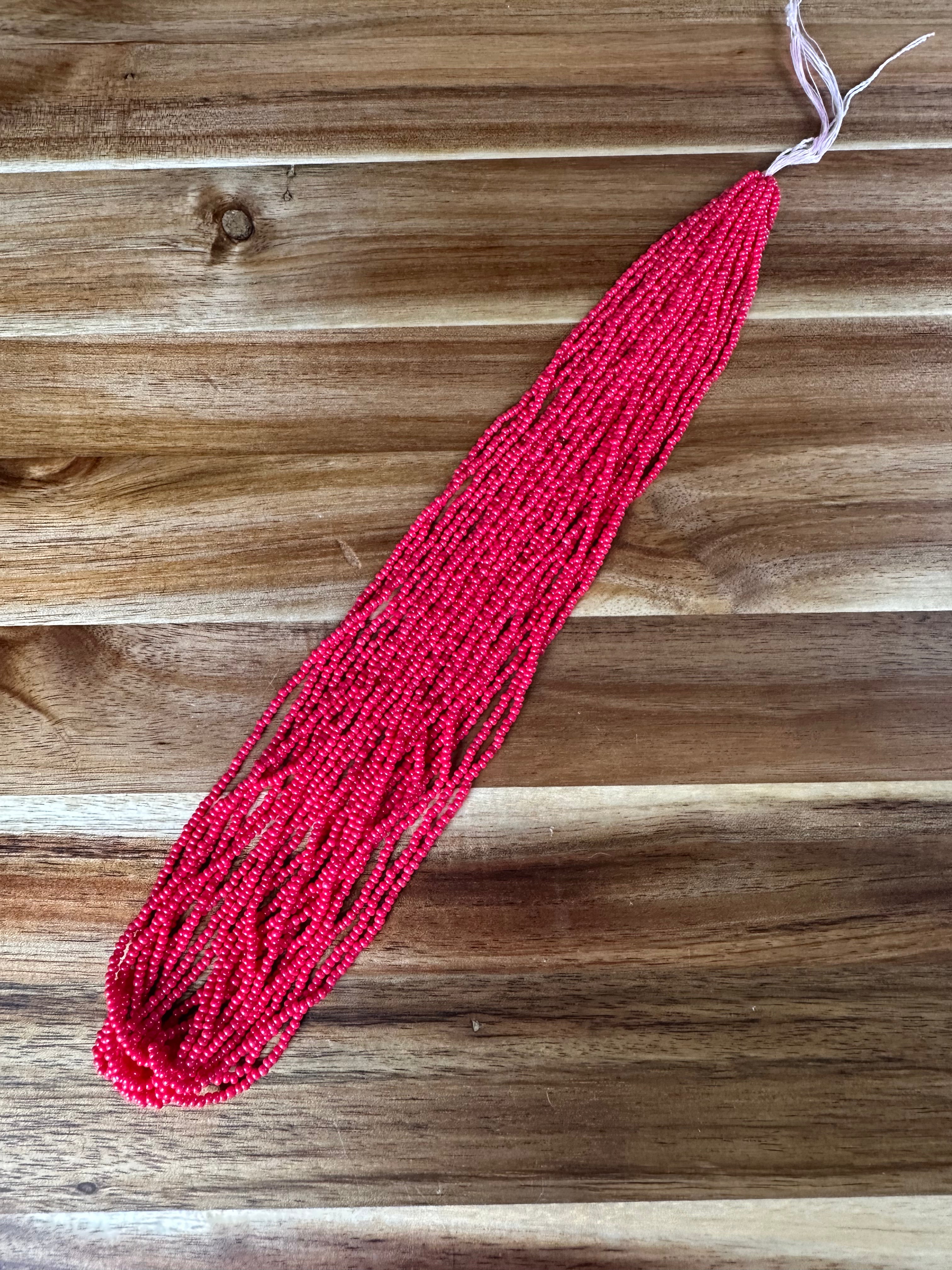 Czech Strung Glass Seed Bead - 11/0 Op Intensive Red (DYED)