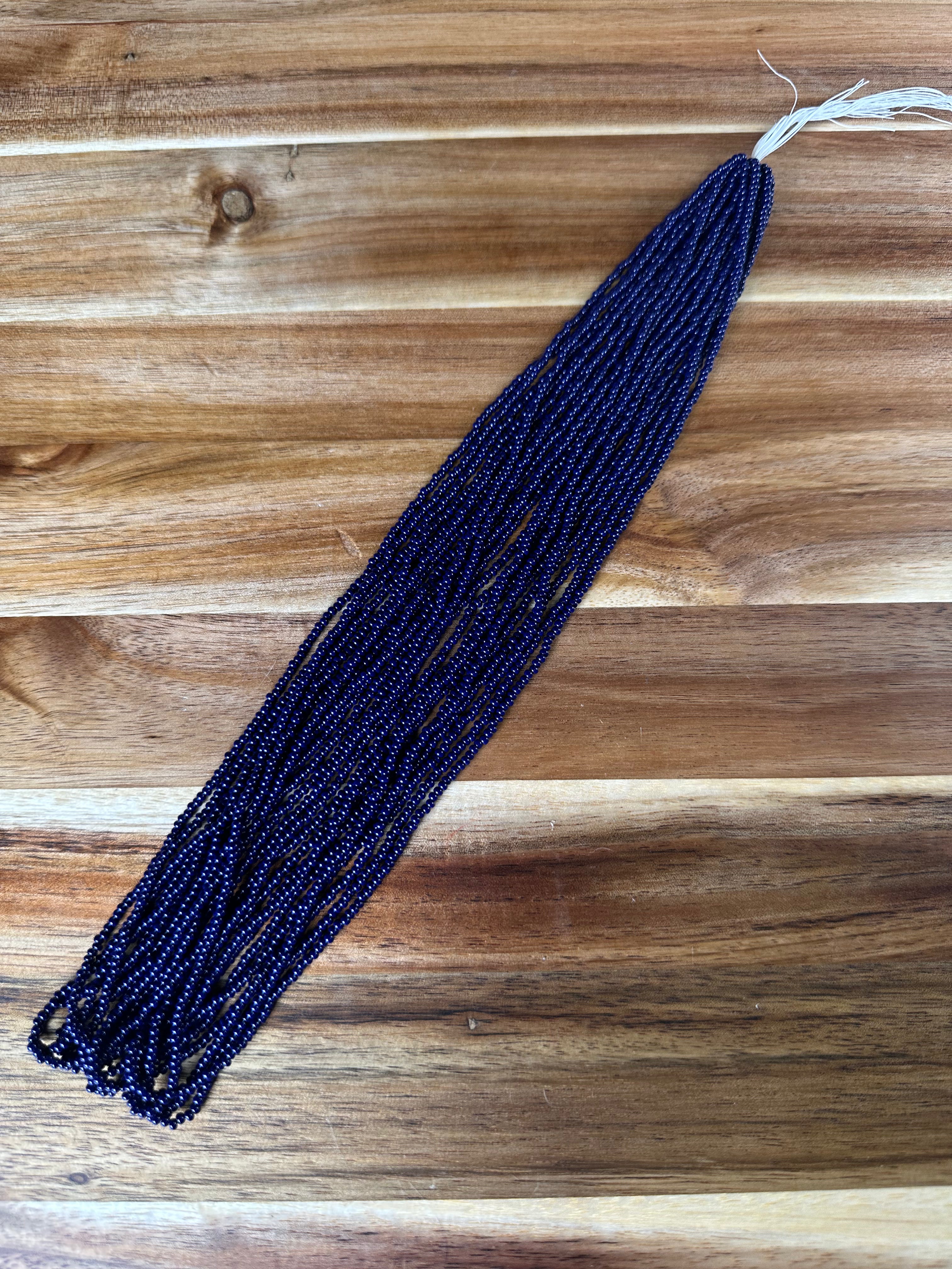 Czech Strung Glass Seed Bead - 11/0 Op DK Navy Blue